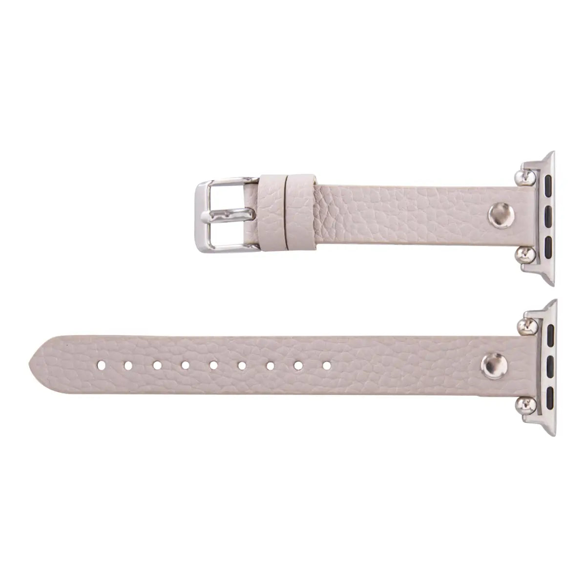 Slim Beige Leather Apple Watch Band with Silver Rivet - Stylish & Comfortable Replacement Strap for Work, Gym & Everyday Wear
