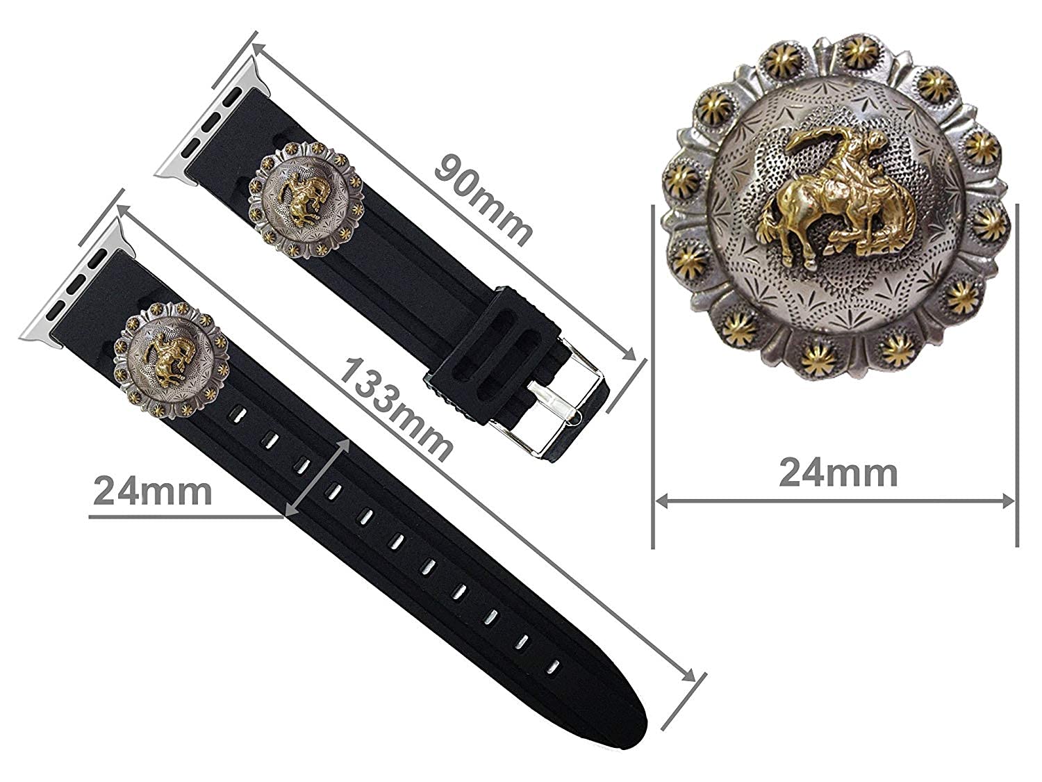 Durable Cowboy 2-Slot Reinforced Replacement Band Strap for Apple Watch 42mm 44mm 45mm Ultra 2/1 49mm - Compatible with Series 9/8/7/SE/6/5/4/3/2/1 - Perfect for Outdoor Activities, Workouts & Daily Wear