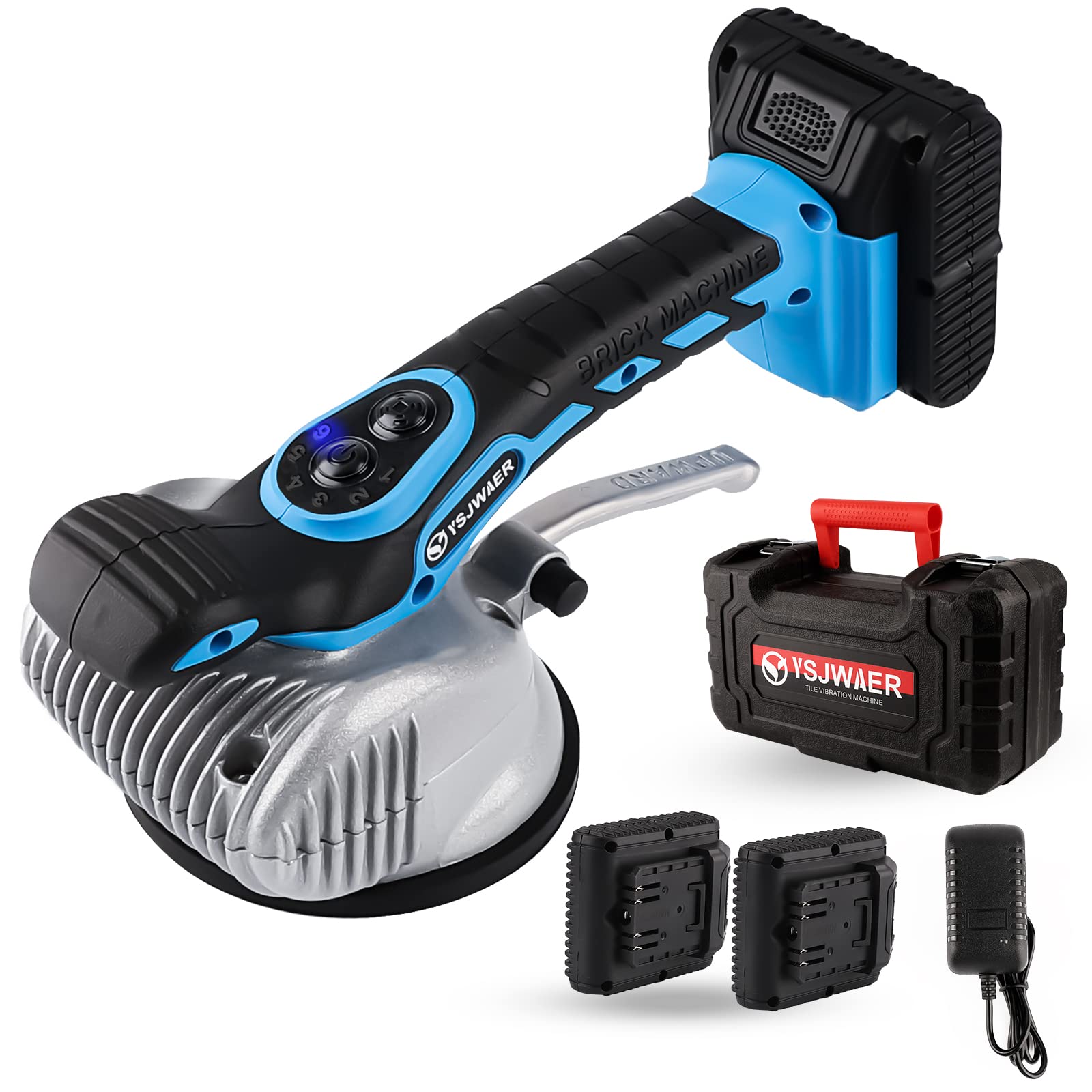 YSJWAER Tile Vibration Machine - 6-Speed Adjustable Automatic Leveling Vibrator with Suction Cup, 10000mAh Battery & 21000r/min Power for Professional Tile Installation - Perfect for Flooring, Wall Tiling, and DIY Home Renovation Projects