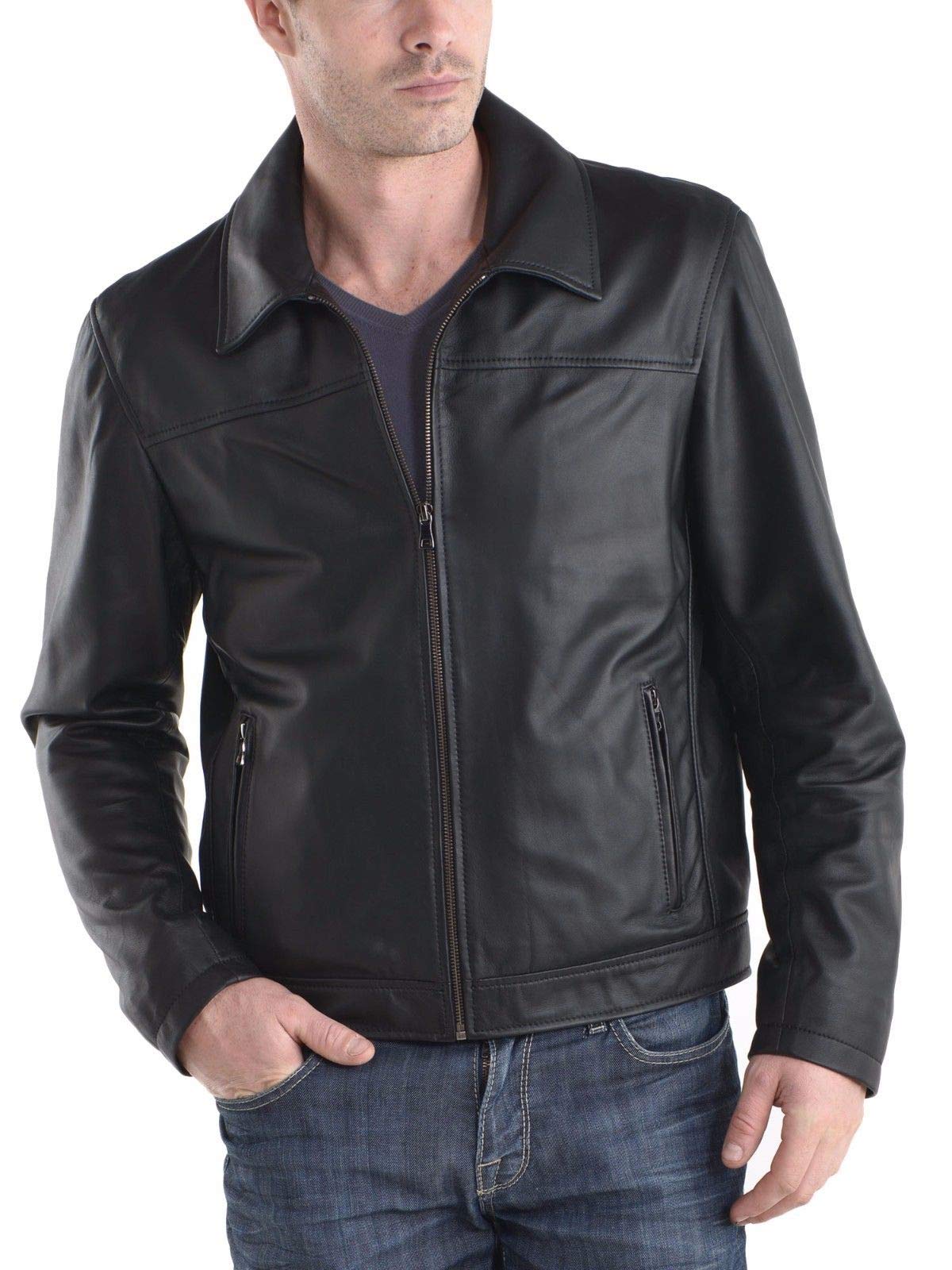 Men's Distressed Leather Jacket - Motorcycle Biker Bomber Jacket with Stylish Zipper Design - Black Outerwear for Riding, Casual Wear & Street Fashion