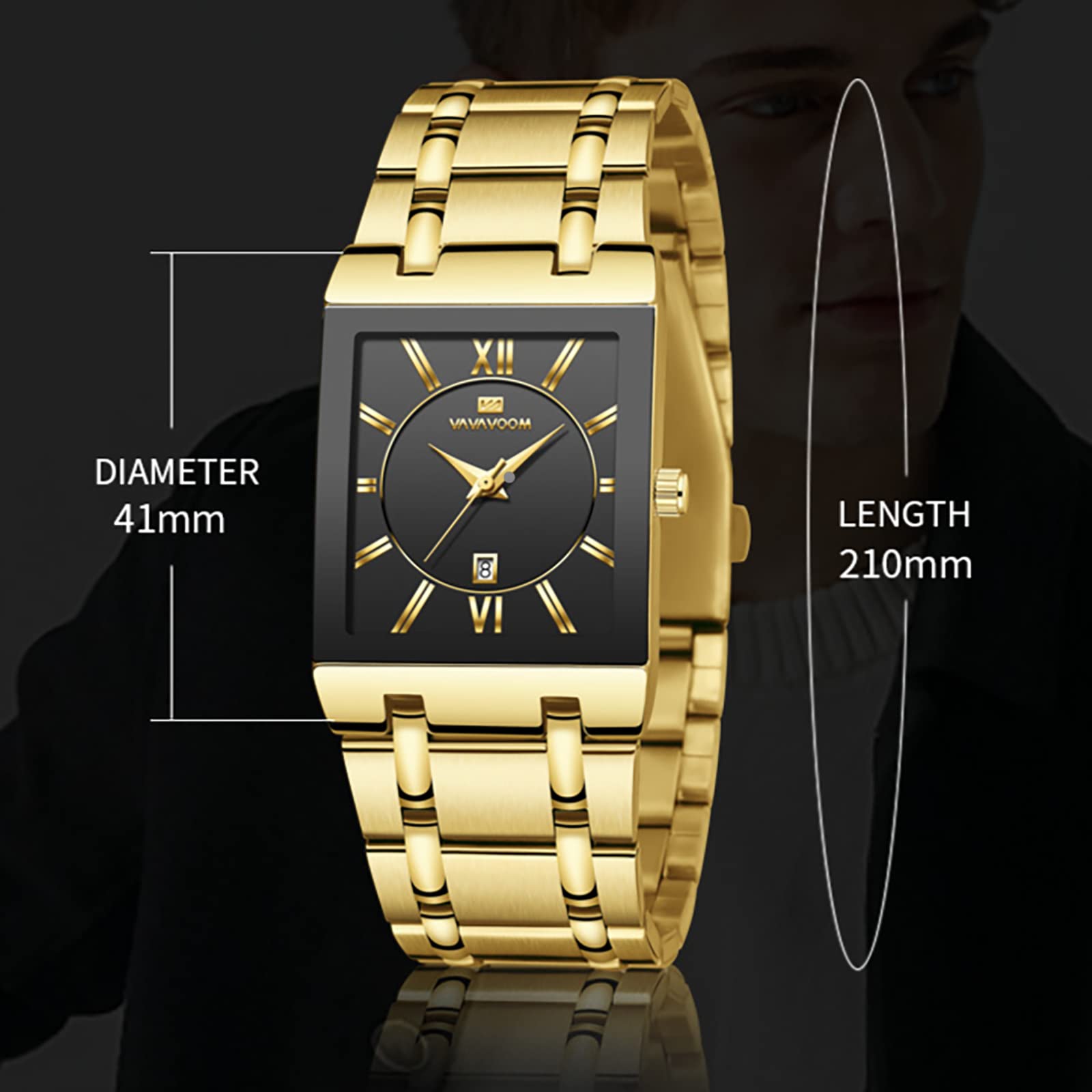 Stylish Men's Business Watch - Square Stainless Steel Strap with Calendar Display & Waterproof Quartz Movement - Perfect for Office, Formal Events & Everyday Wear