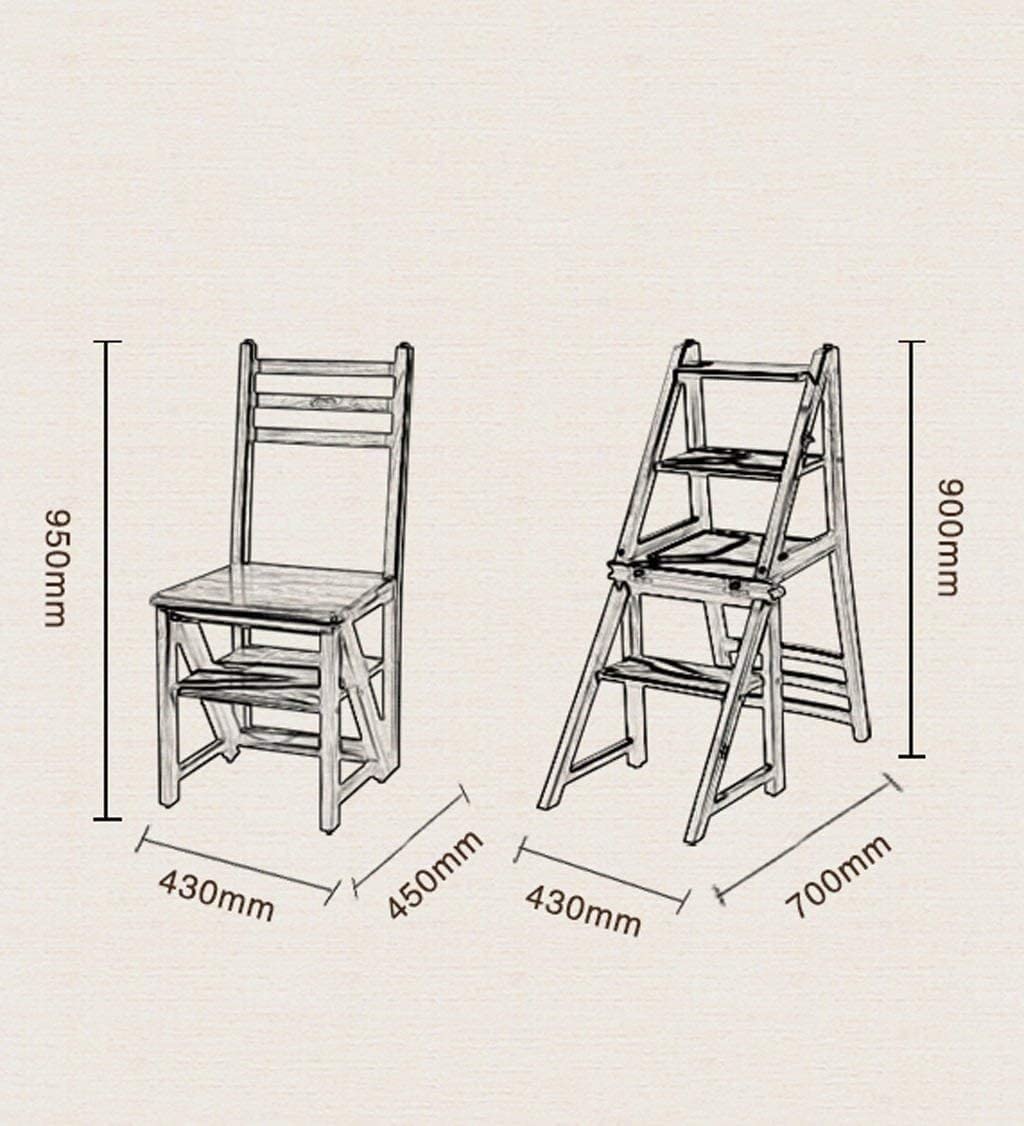 OKUOKA Multifunctional Wooden Step Stool with Wide Seat - Foldable, Dual-Use High Stool (90cm Height) - Perfect for Kitchen, Bathroom & Home Organization (Color: Brown)