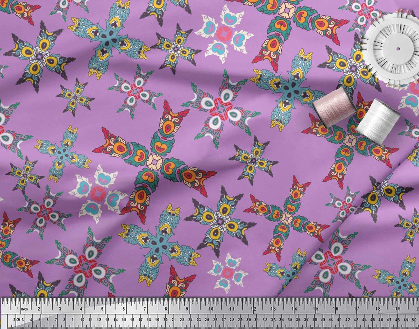 Soimoi Moss Georgette Brown Fabric by The Yard - 42 Inch Wide Moroccan Printed Fabric with Exotic Designs for Dresses, Curtains & Home Decor