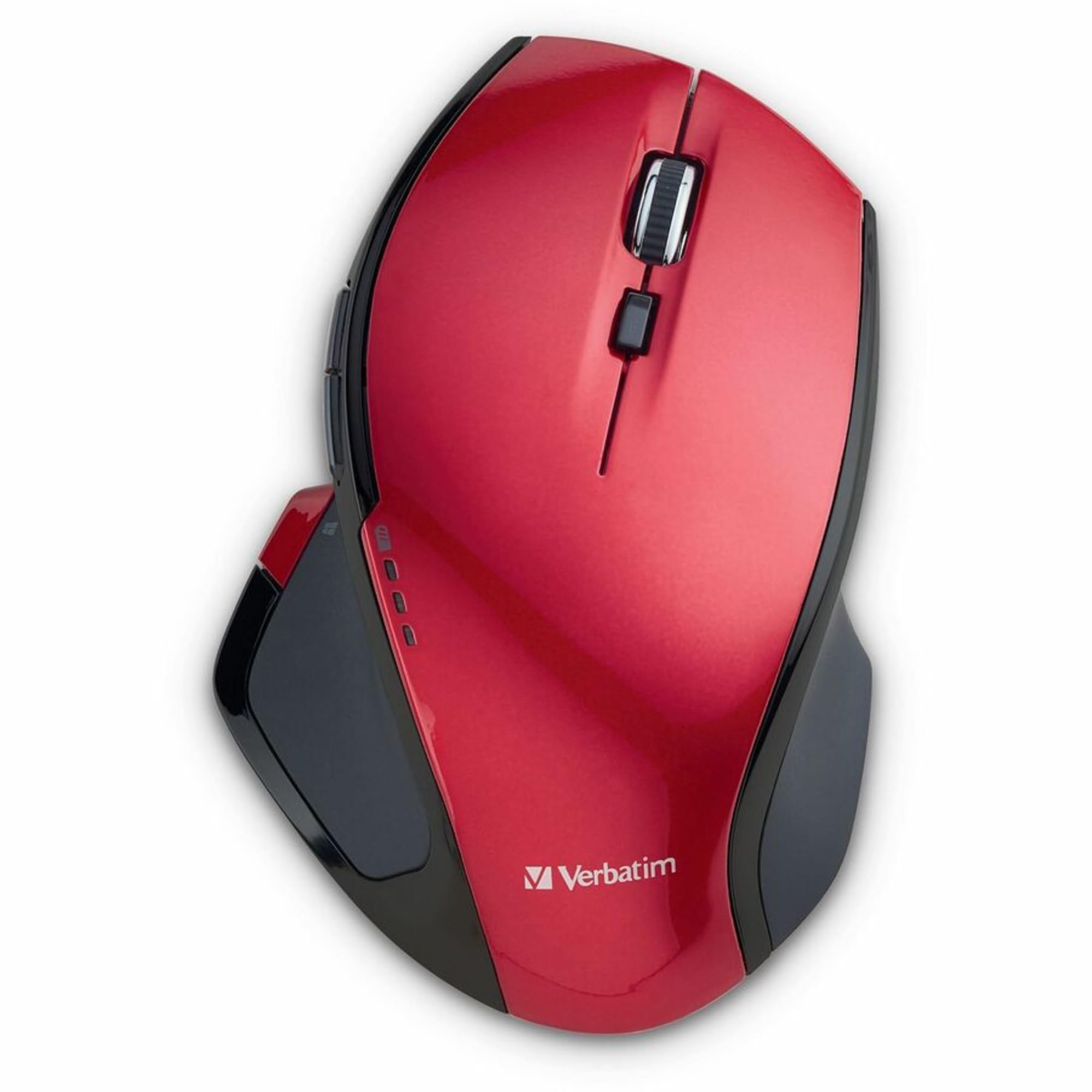 Verbatim Wireless 8-Button Ergonomic Mouse with Blue LED - Portable for Mac & Windows, Ideal for Office & Gaming - Red