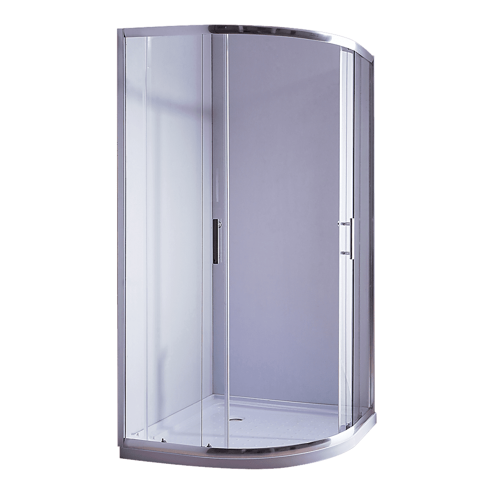 100 x 100cm Chrome 6mm Rounded Sliding Curved Shower Screen with Base - Perfect for Modern Bathrooms & Spa-Like Showers