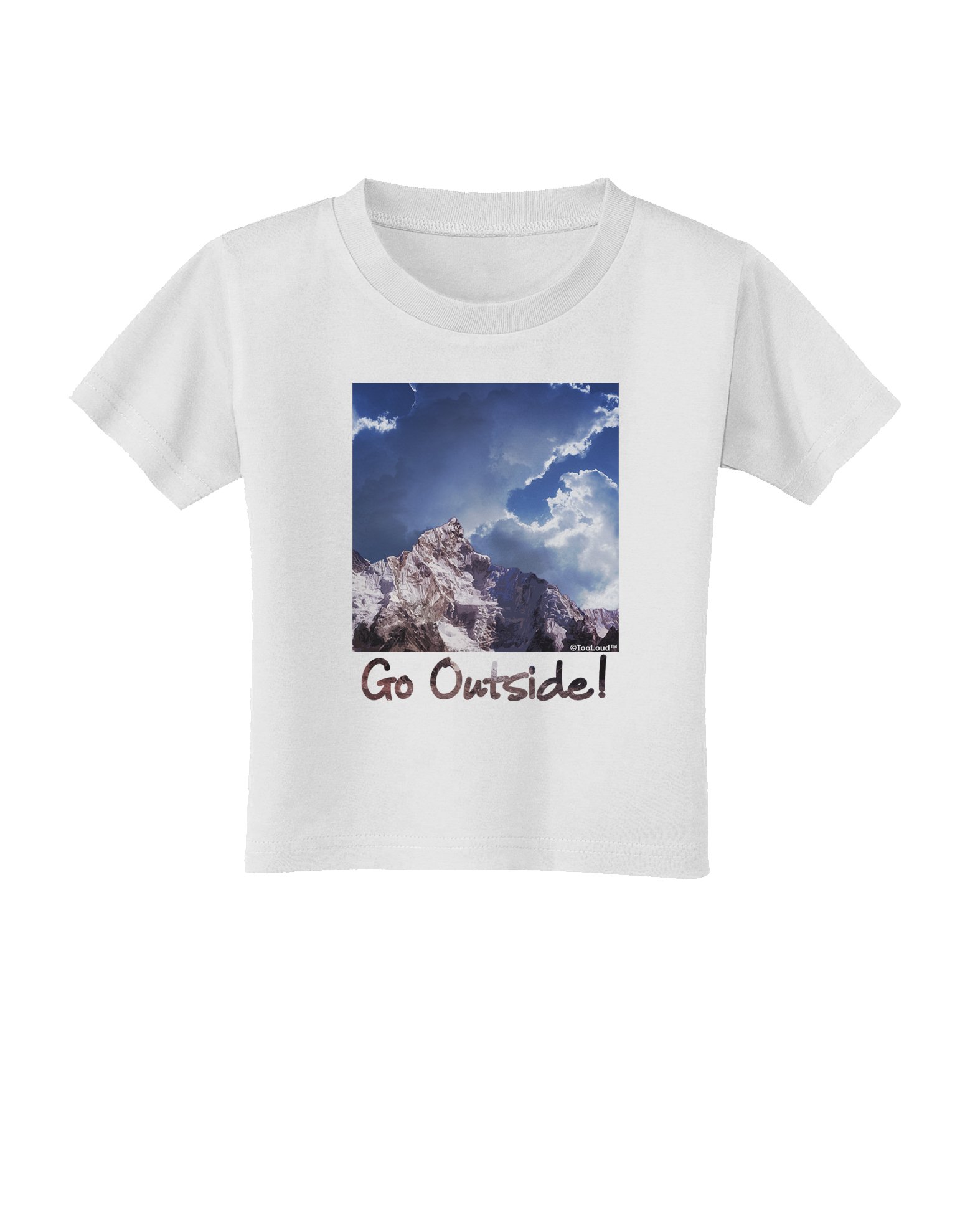 TooLoud Go Outside Mountain Graphic Toddler T-Shirt - Cute Outdoor Adventure Tee for Boys & Girls - Perfect for Hiking, Camping & Nature Play