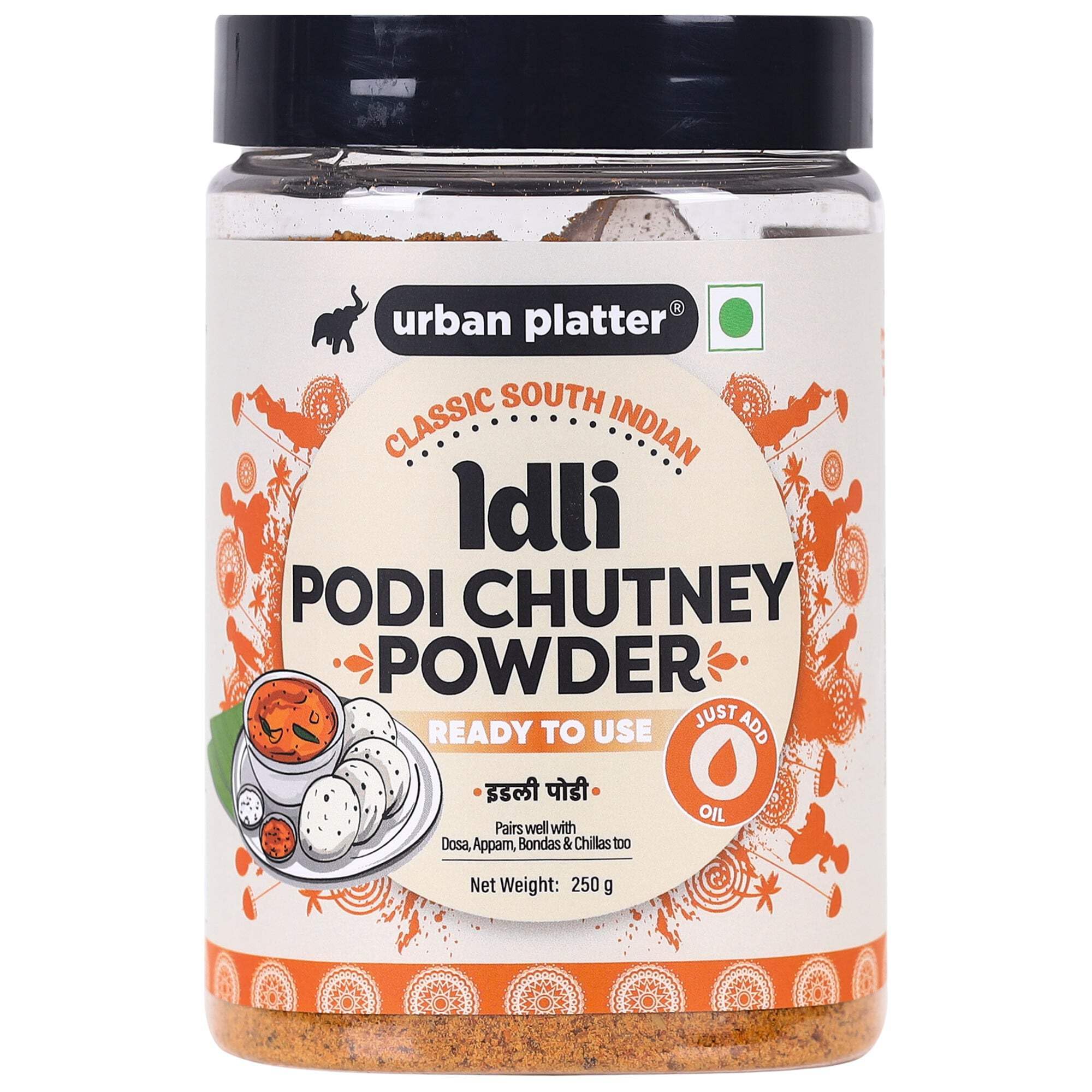 Urban Platter Instant Idli Chutney Powder - 250g | Authentic South Indian Spice Mix for Idli, Dosa & Vada | Perfect for Breakfast, Snacks & Indian Cooking