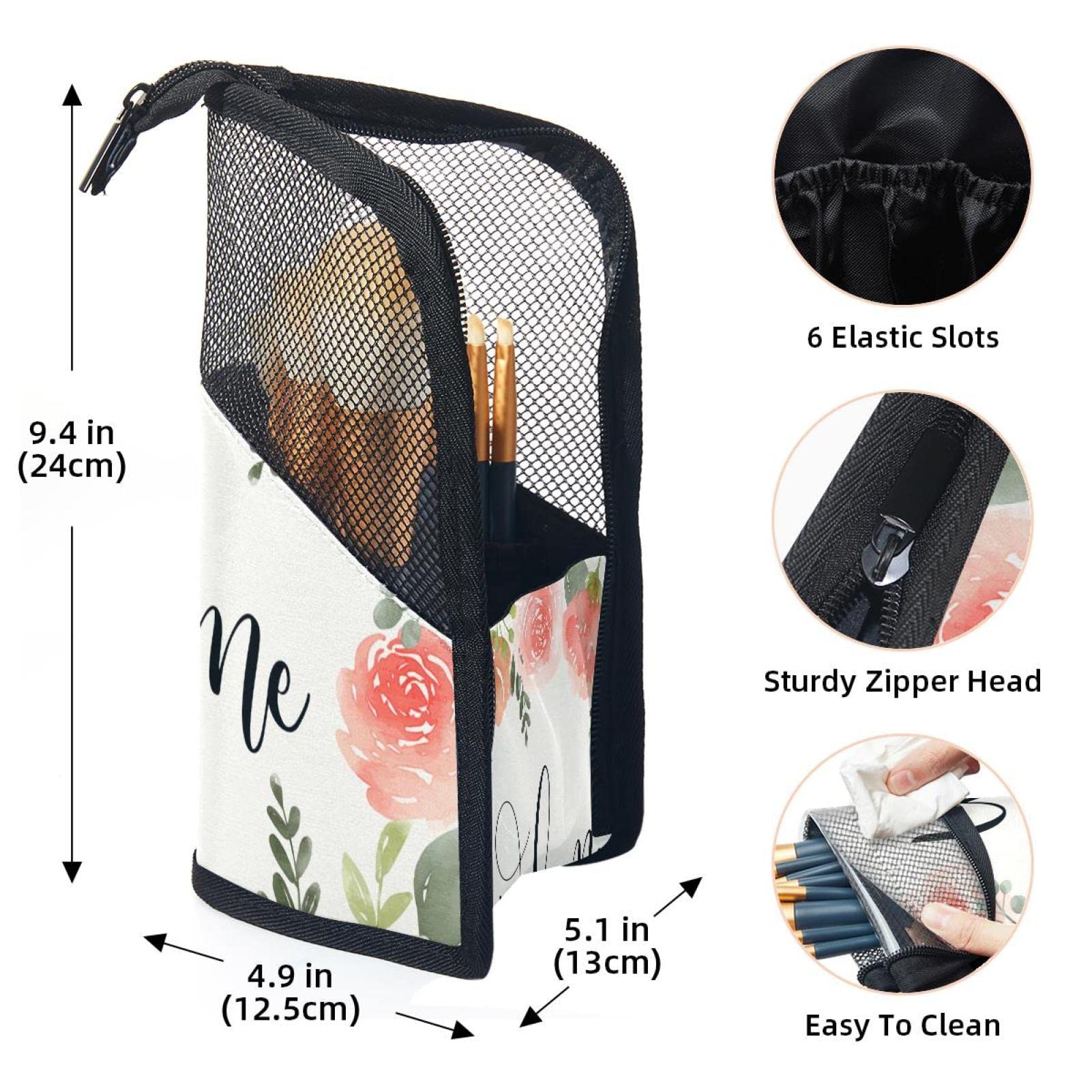 12-Piece Makeup Brush Set with Floral Organizer Bag - Portable Travel Cosmetic Brush Holder Case for Professional & Home Makeup Application