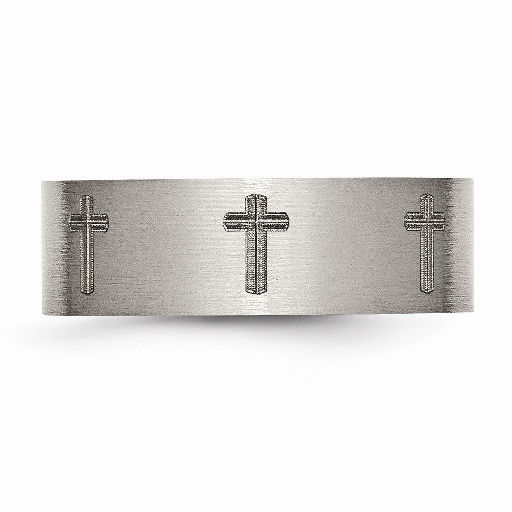 Jewels By Lux Titanium Flat 8mm Laser Engraved Brushed Wedding Band Ring for Men - Perfect for Anniversary, Engagement, and Everyday Wear
