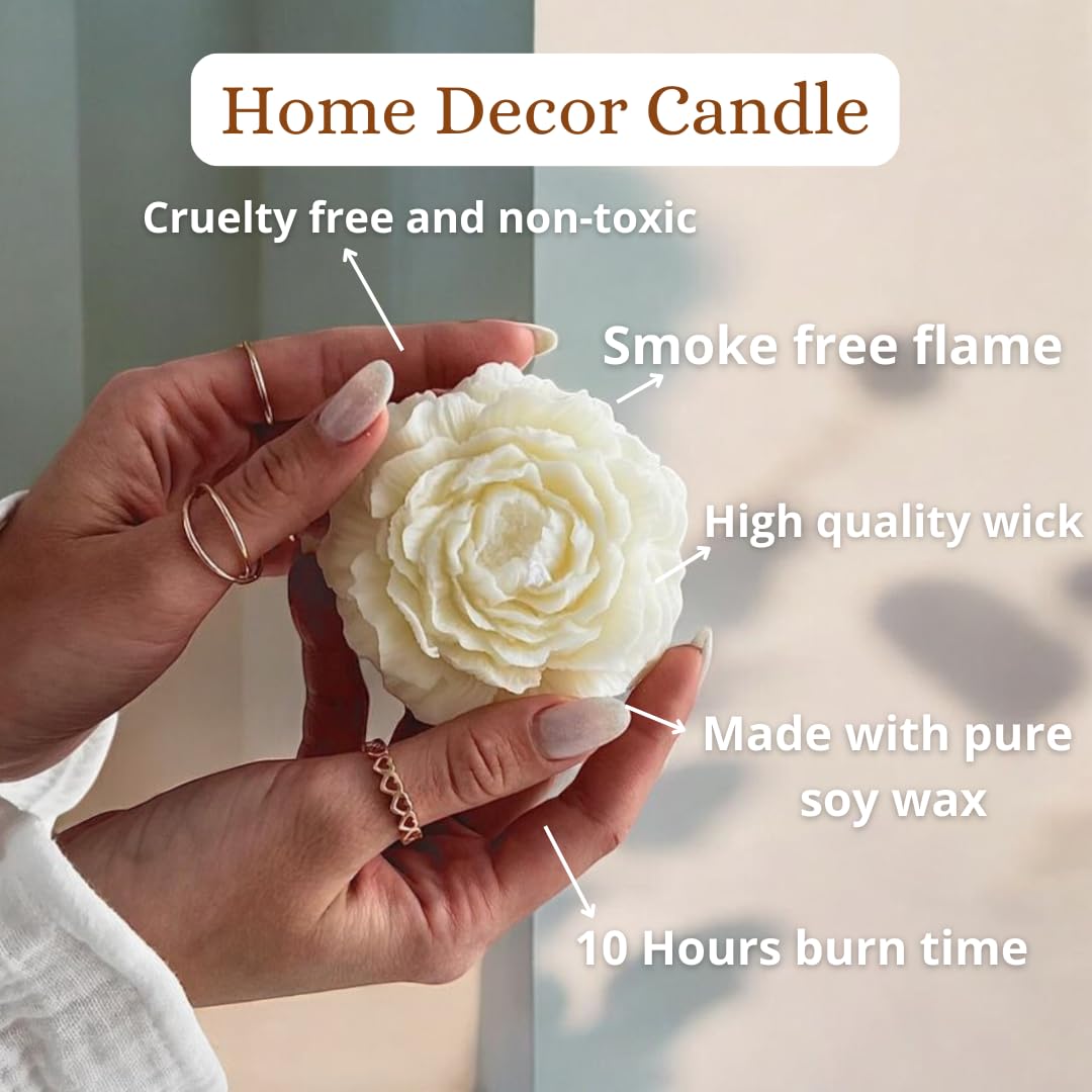 SERAAF 4Pcs Handmade Peony Scented Candles Set - Elegant Floral Home Decor for Living Room, Bedroom & Bathroom | Aesthetic Soy Wax Candles Perfect for Romantic Dinners, Relaxation & Pinterest-Worthy Decor