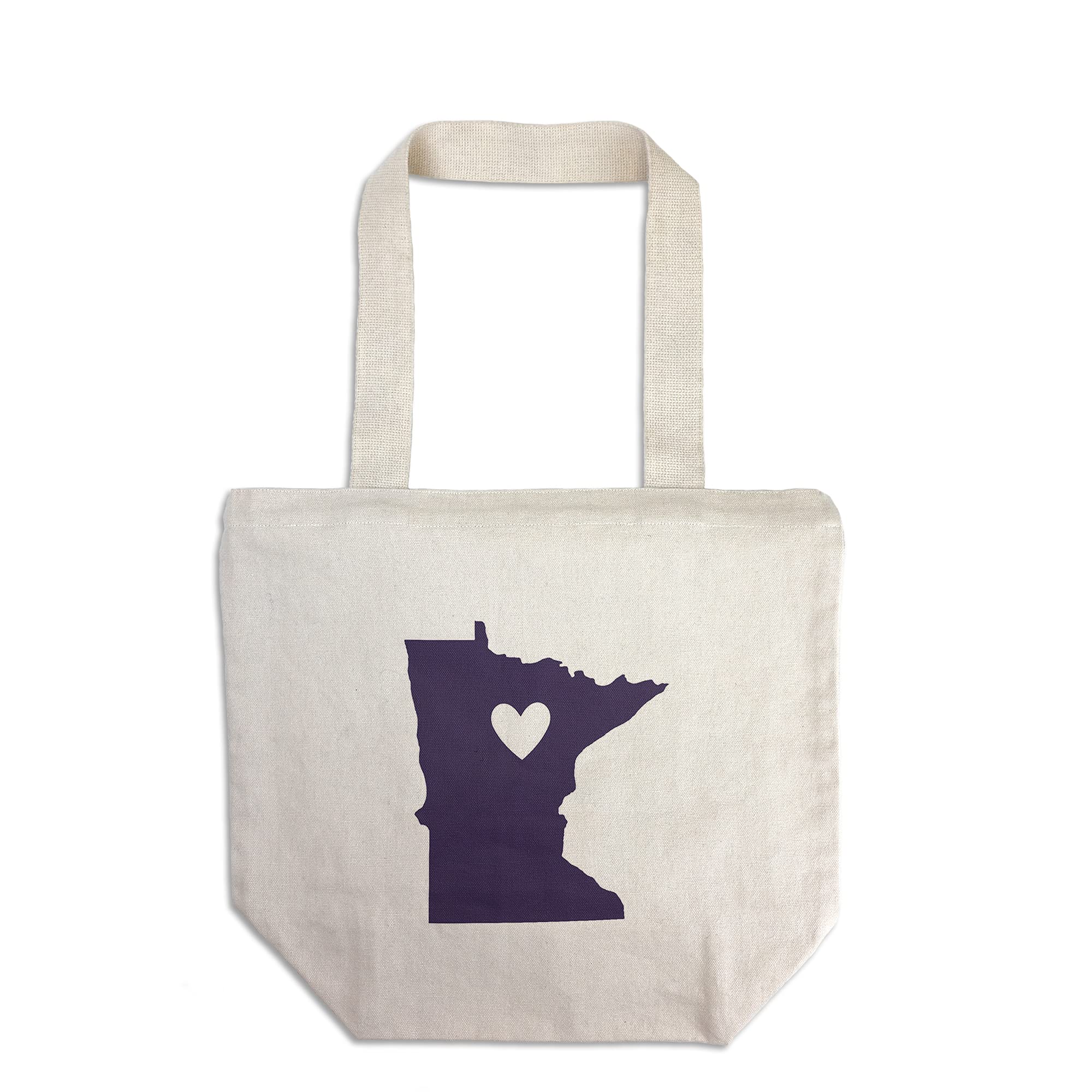 Minnesota State Outline & Heart Tote Bag - 100% Cotton Canvas Reusable Shopping Bag for Groceries, Beach & Everyday Use