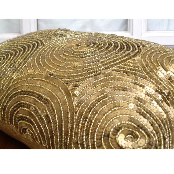 Luxury Gold Decorative Lumbar Pillow Cover - Art Silk Cushion Case for Sofa, Bed, Living Room - Elegant Home Decor Accent for Modern Interiors