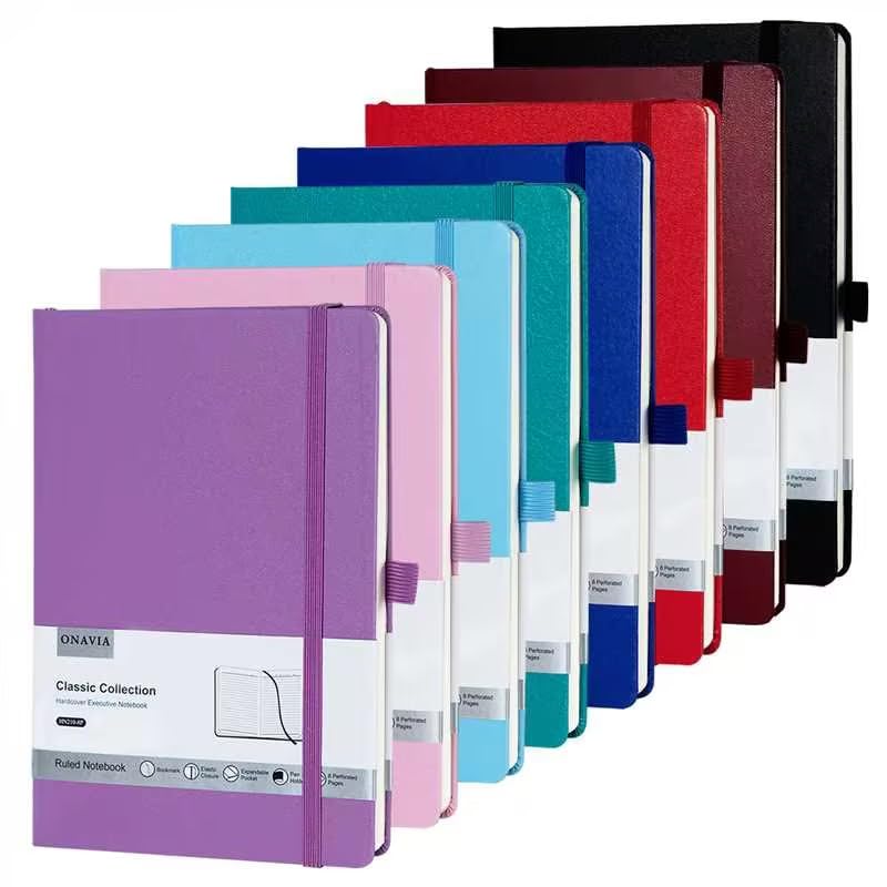 8-Pack A5 Lined Hardcover Notebooks - 100 GSM Thick Paper, 160 Pages (5.5