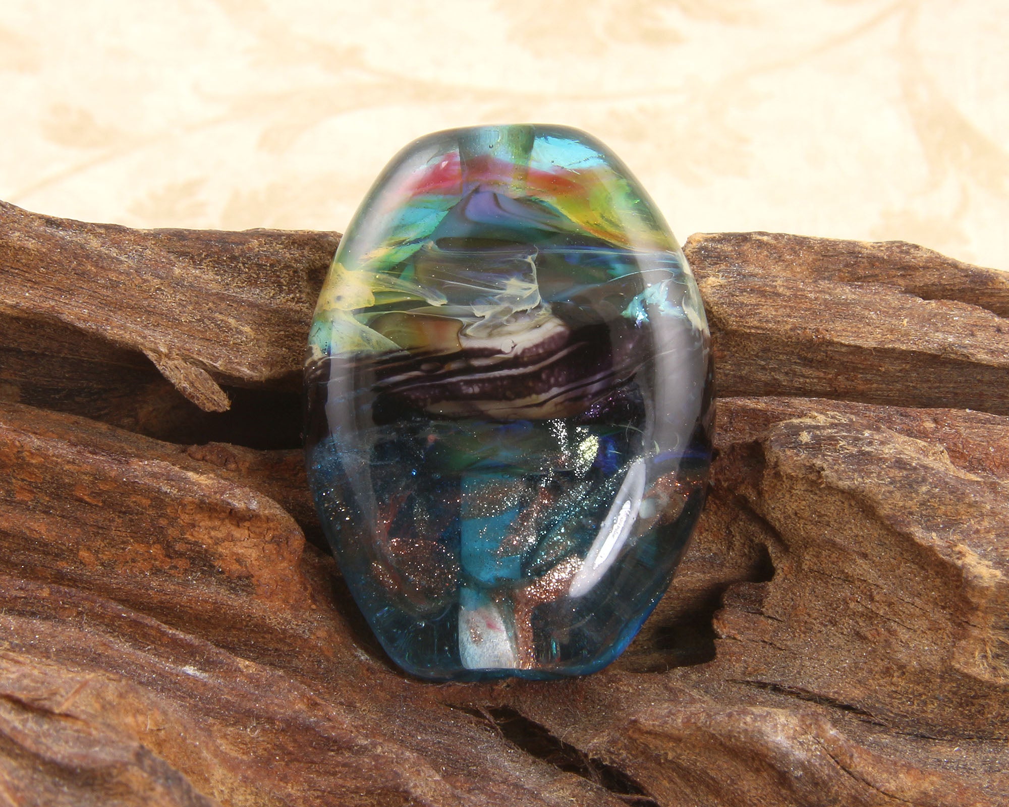 Blue Abstract Lampwork Focal Bead SRA - Handmade Glass Bead for Jewelry Making, DIY Crafts, Bracelets & Necklaces - Perfect for Beaders and Artisan Creations