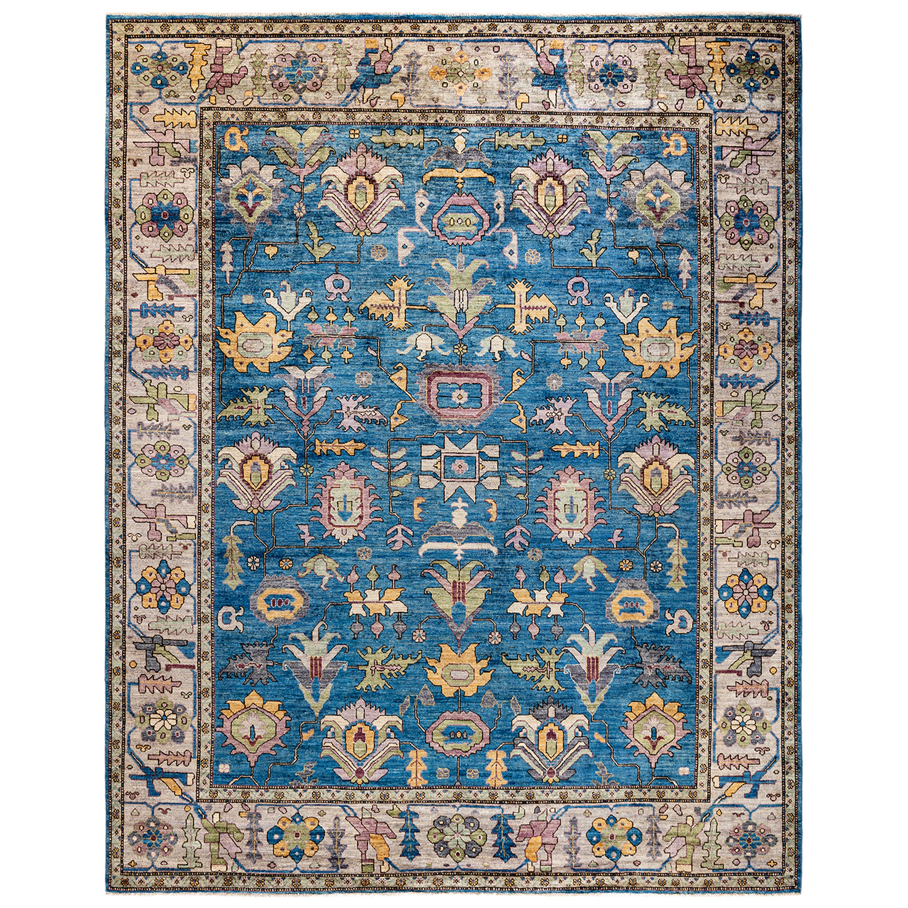 Handmade Blue Traditional Serapi Wool Rug 8'5 x 10'7 - Authentic Persian Design for Living Room, Bedroom & Home Decor