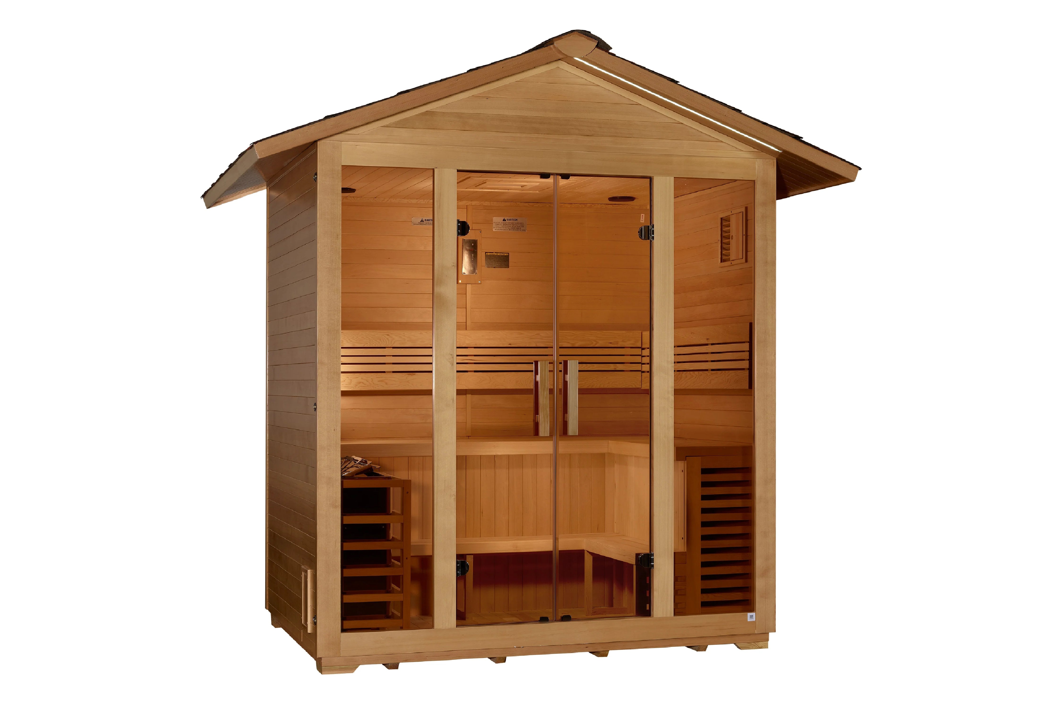 Golden Designs Vorarlberg 5-Person Traditional Outdoor Sauna - Premium Wooden Home Spa for Relaxation & Detox in Backyard or Garden