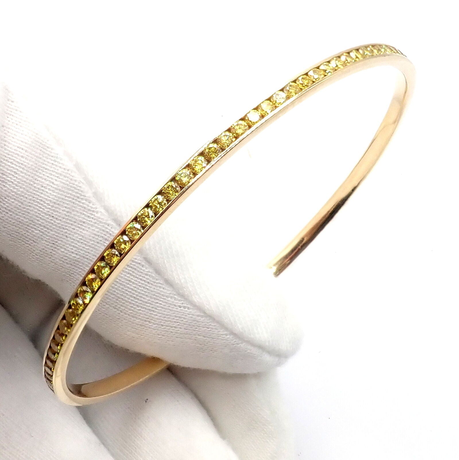 Authentic Jacob & Co 18k Yellow Gold Diamond Bangle Bracelet - 3.5ctw Luxury Jewelry for Women, Perfect for Gifts, Parties & Special Occasions