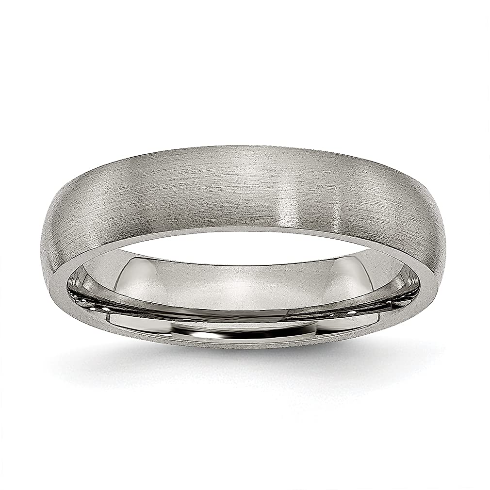 ICE CARATS 5mm Titanium Brushed Half Round Wedding Ring Band - Classic Domed Fashion Jewelry for Women, Anniversary & Engagement Gift - Perfect for Everyday Wear, Special Occasions & Romantic Surprises