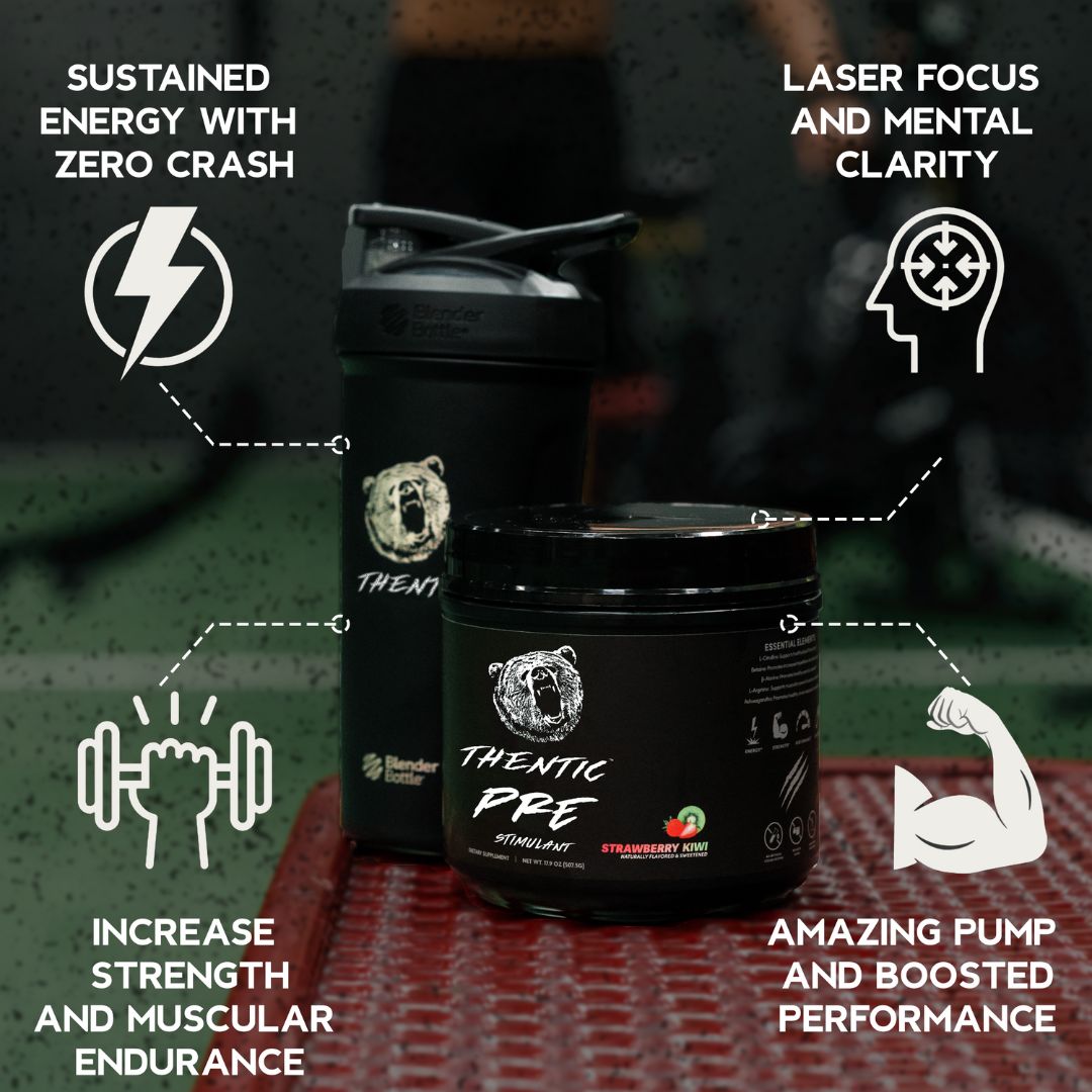 Premium Thentic Pre Workout Supplement for Energy & Focus - Boost Performance for Gym, Running & Fitness Training