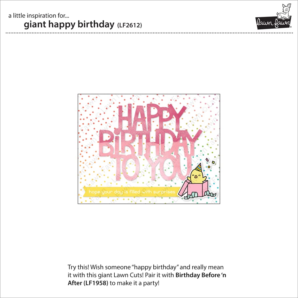 LAWN FAWN Giant Happy Birthday Lawn Cuts Custom Craft Die - Perfect for DIY Greeting Cards, Scrapbooking & Paper Crafting Projects