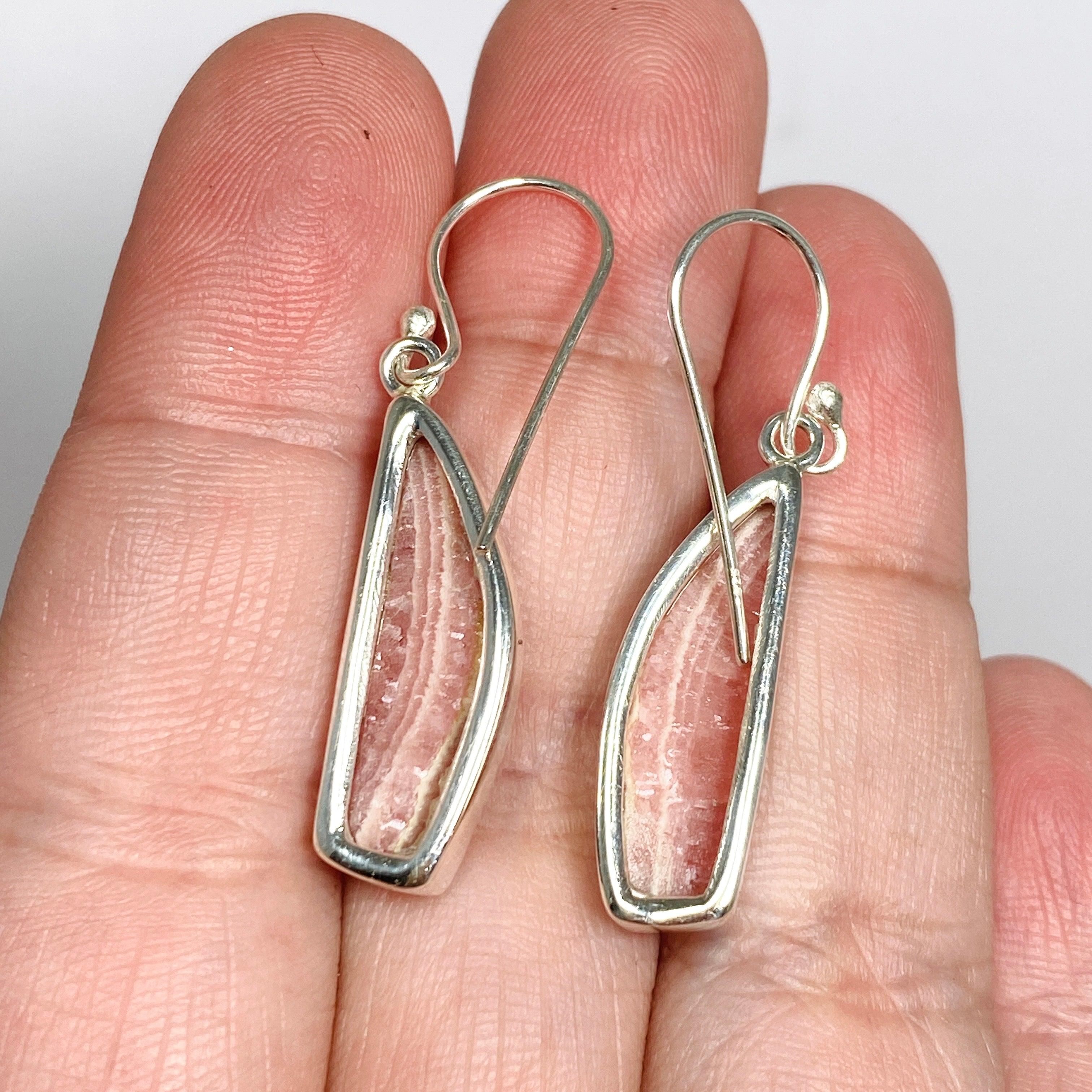 Rhodochrosite Freeform Earrings KEGJ1463 - Handmade Gemstone Jewelry for Women, Boho Dangle Earrings - Perfect for Parties, Weddings & Everyday Wear