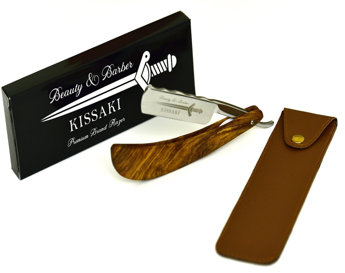 Premium Kissaki Straight Razor Shaving Kit - Japanese Steel Blade, Leather Strop & Shaving Brush - Perfect for Barbers & Classic Wet Shaving Enthusiasts - Ideal Gift for Men's Grooming & Luxury Shaving Experience