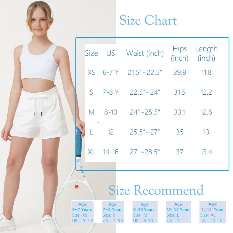 Girls Athletic Shorts with Spandex Liner - Quick Dry Running & Fitness Shorts for Kids & Teens - Perfect for Track, Soccer, Basketball & Gym Workouts