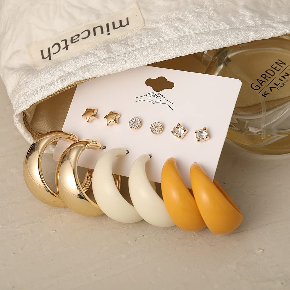 YouBella Stylish Gold Plated Stud and Hoop Earrings Set for Women & Girls - Latest Western Jewelry Gift (Multi-Color) | Perfect for Parties, Dating & Everyday Wear (YBEAR_32937)