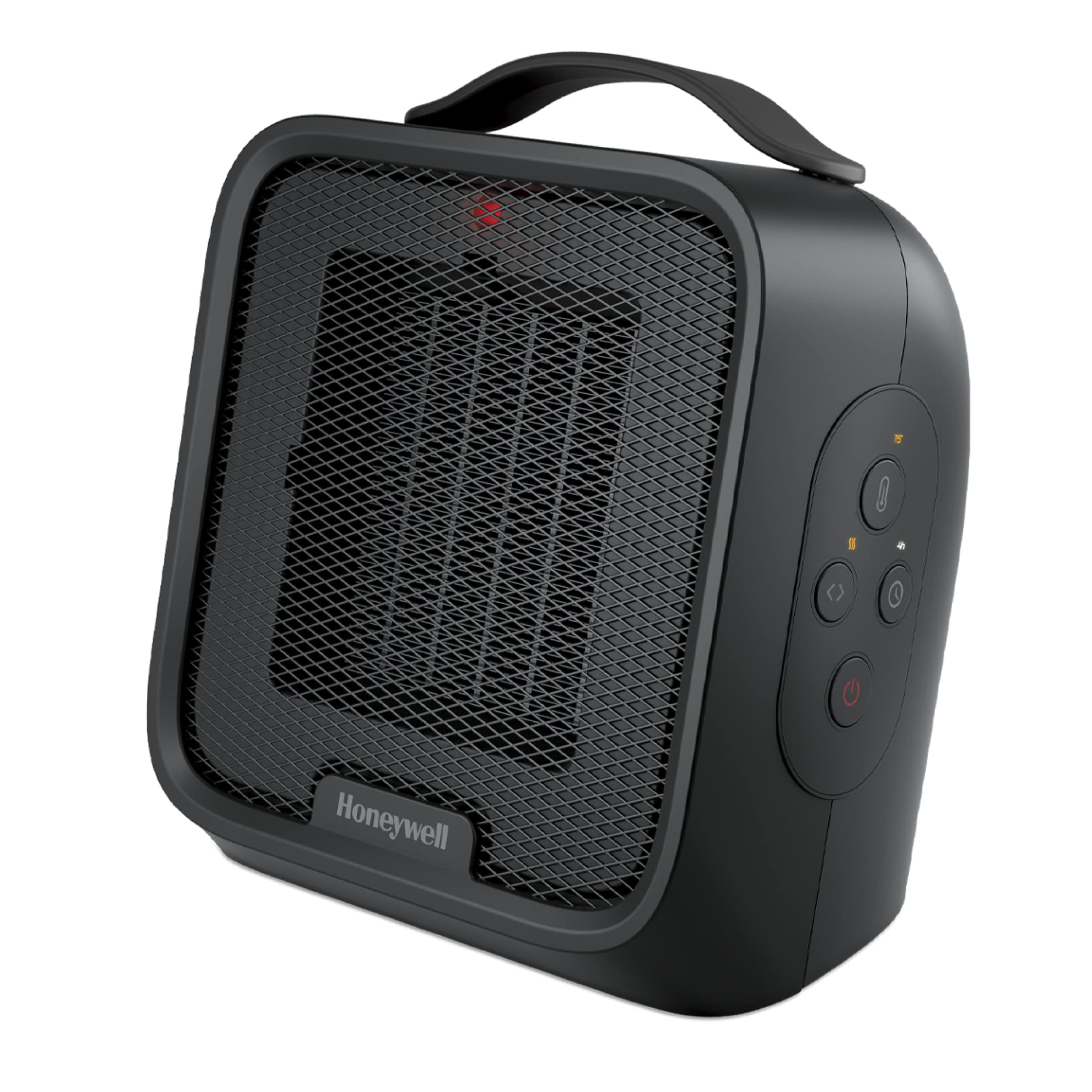 Honeywell UberHeat Plus Ceramic Space Heater - Compact & Quiet Personal Heater for Small Rooms with Adjustable Thermostat, Auto-Off Timer & Overheat Protection - Ideal for Office, Bedroom, Dorm (Black, HCE220B)