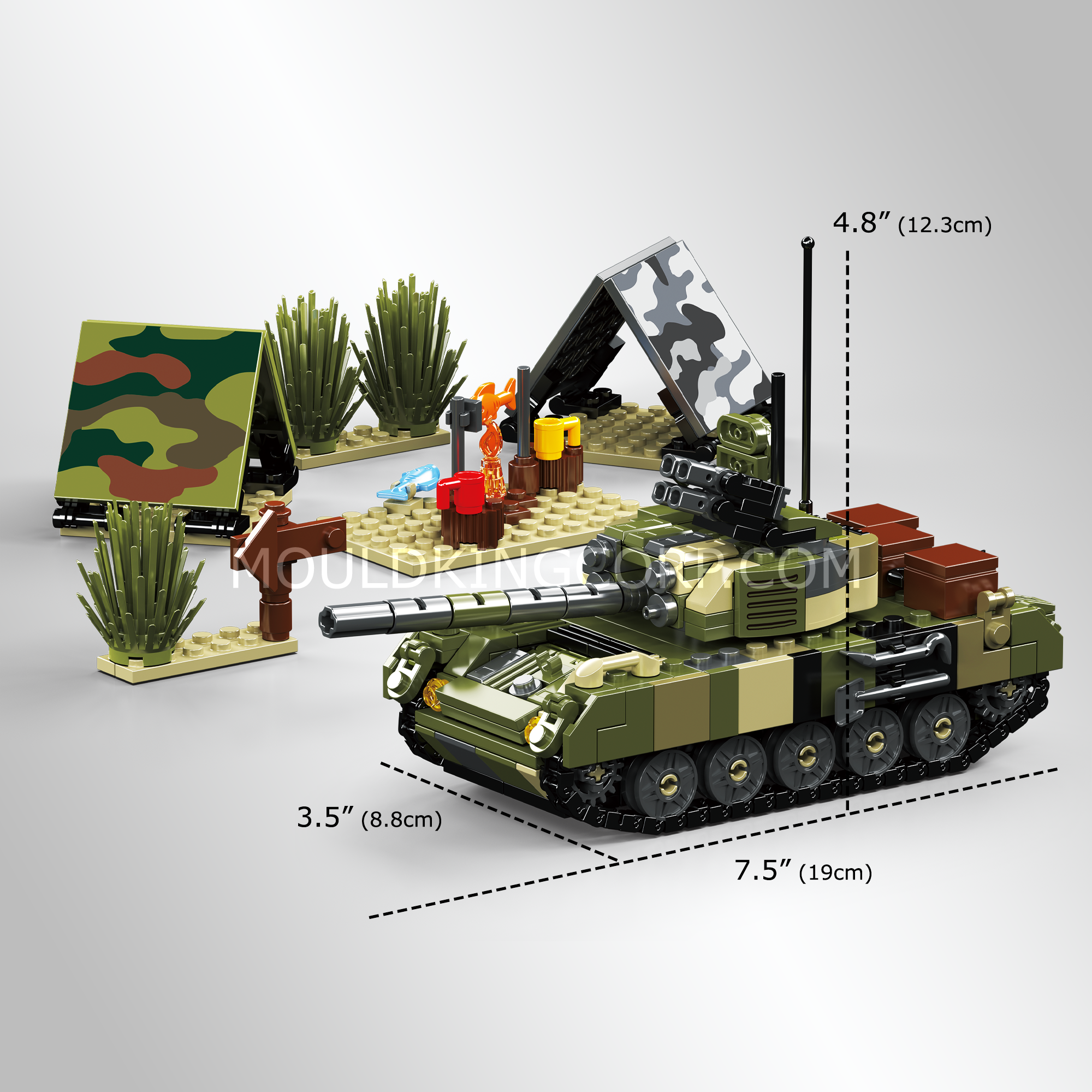 Mould King 24073 Military Tank & Rest Camp Building Blocks Set - 513 PCS for Adults & Kids | Creative DIY Model Kit for War Scenes, Army Display & Collectors