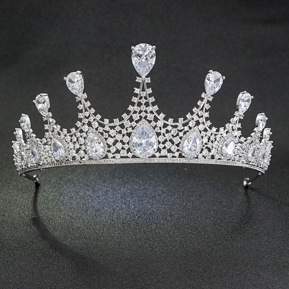 Elegant Cubic Zirconia Wedding Tiara - Bridal Hair Jewelry for Bride & Bridesmaids | Perfect for Weddings, Prom & Special Occasions