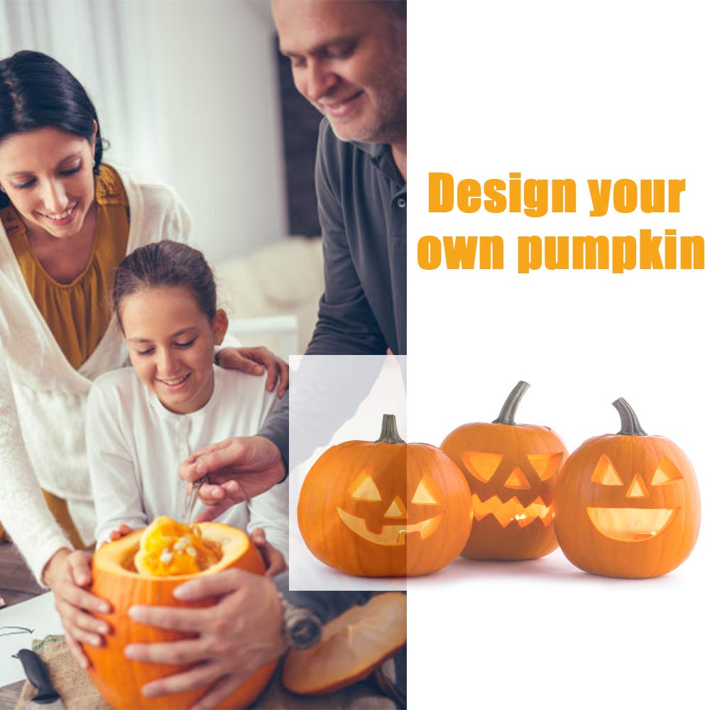 Halloween Pumpkin Carving Kit - 5 Piece Stainless Steel Pumpkin Carving Tools Set for Kids & Adults - Durable Pumpkin Carving Knives, Scoop & Stencils for Halloween Decorations & Pumpkin Carving Contests