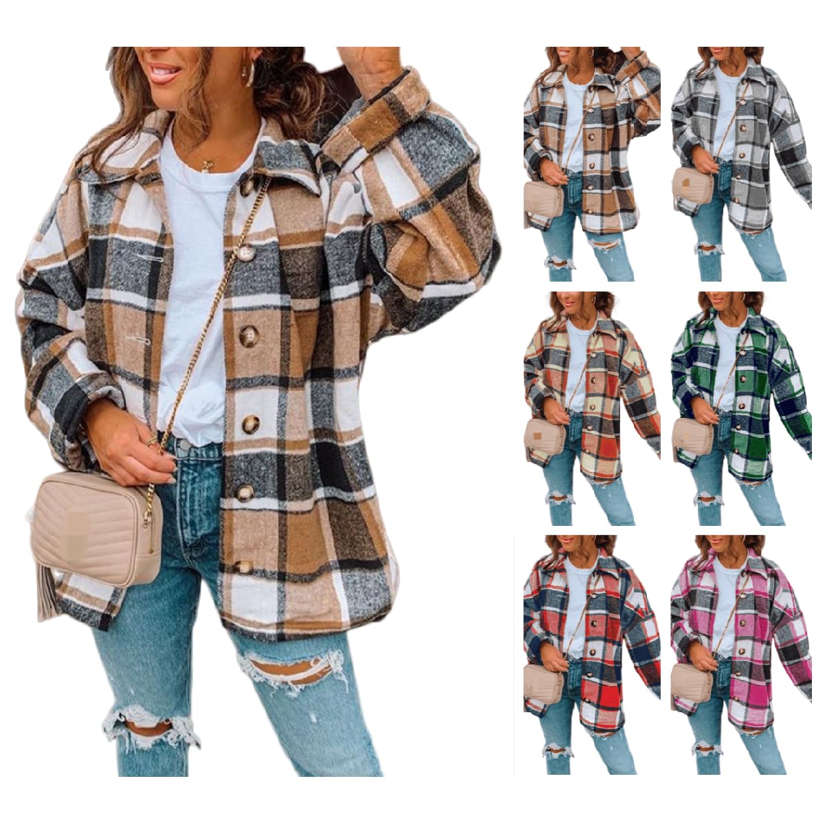Women's Fall Long Sleeve Plaid Button Down Shirts - Casual Loose Fit Lapel Blouses for Plus Size | Perfect for Office, Dating & Autumn Outfits