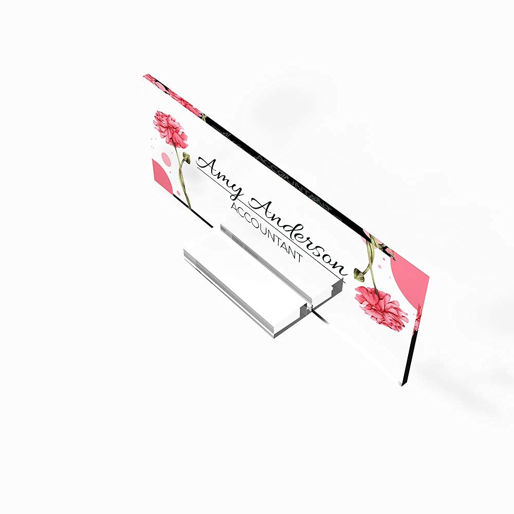 Personalized Office Desk Name Plate - Custom Back to School Sign for Home & Office Decor - Tropical Pink Nameplate (8”x3”) - Perfect for Teachers, Students & Professionals