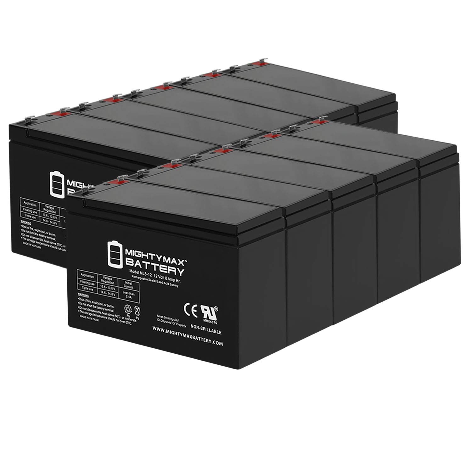12V 8Ah SLA Replacement Battery for Victron Energy BAT212070084 - 10 Pack - Perfect for Solar Power Systems, UPS Backup & Emergency Lighting