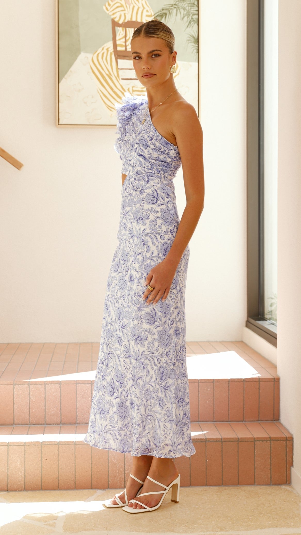 Amina Maxi Dress - Blue Floral Summer Dress for Women | Beach Wedding, Vacation & Party Wear