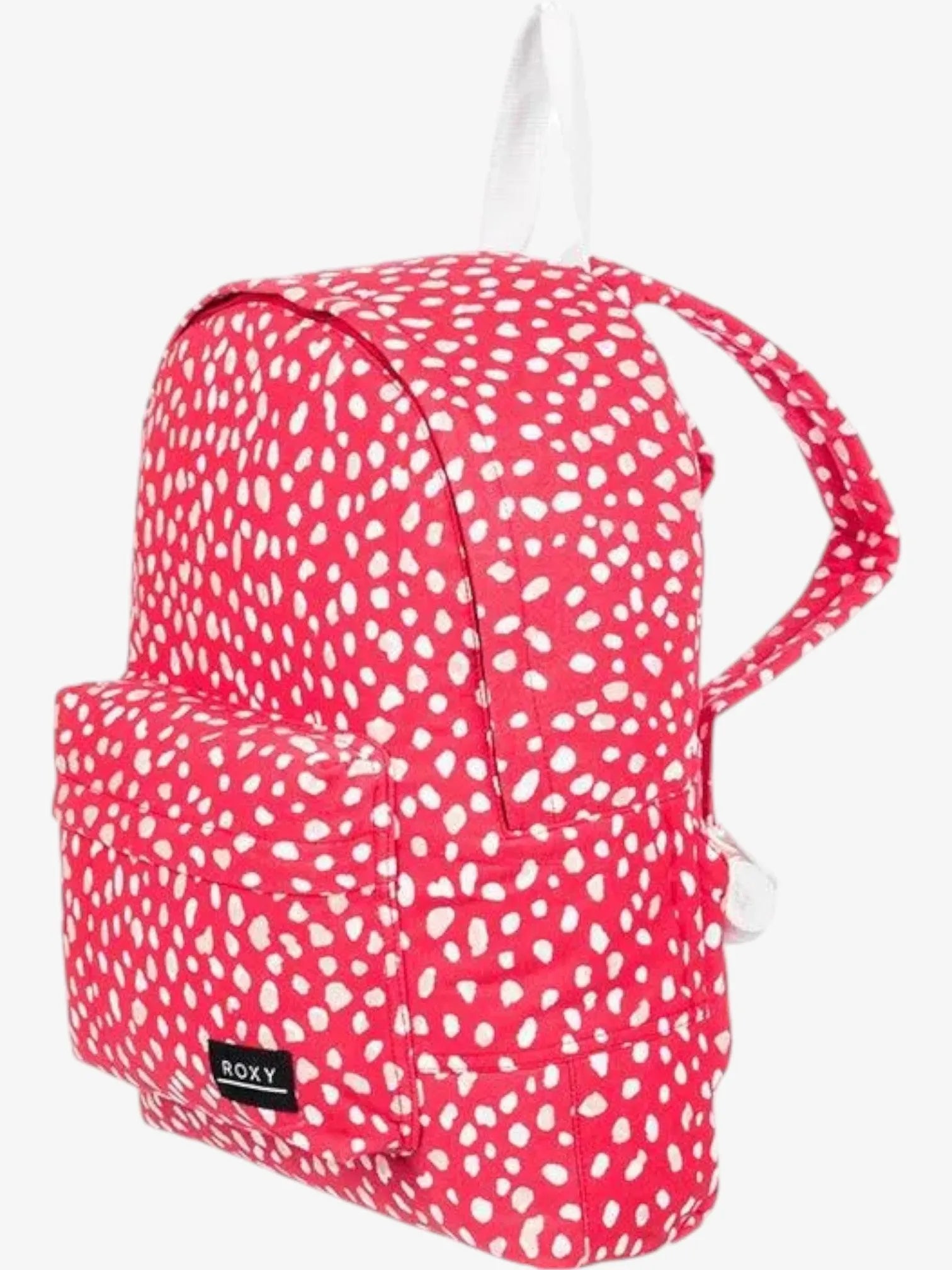 ROXY Sugar Baby Canvas Backpack - Red & White Stylish School Bag for Women & Girls | Perfect for College, Travel & Everyday Use