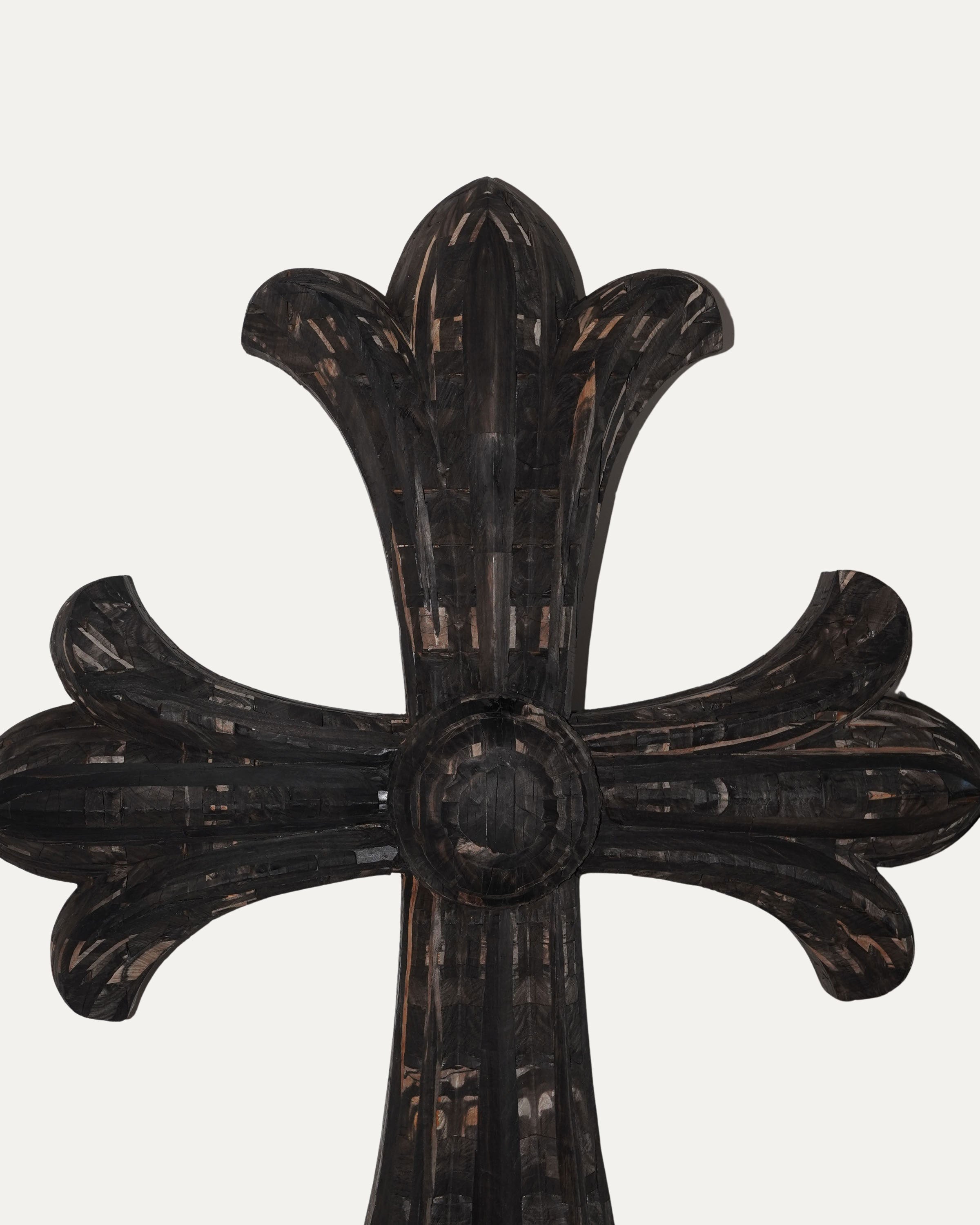 6 Foot Pressed Ebony Wood Cross - Handcrafted Religious Decor for Home, Church & Garden - Perfect for Wall Hanging, Prayer Room & Outdoor Display
