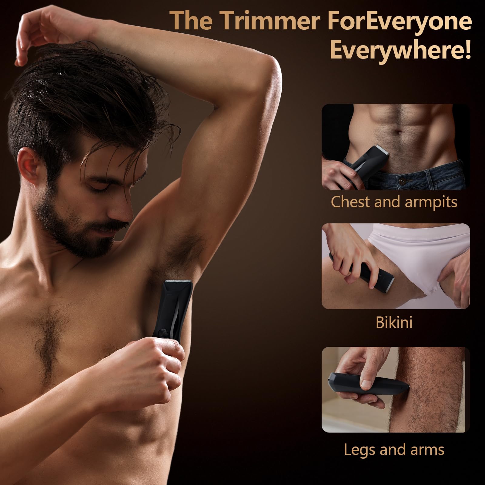 Premium Men's Body & Groin Hair Trimmer - Waterproof Cordless Electric Shaver for Chest, Underarms & Private Areas | Safe No-Nick Design with Skin-Friendly Blades | Perfect for Travel, Gym & Home Grooming