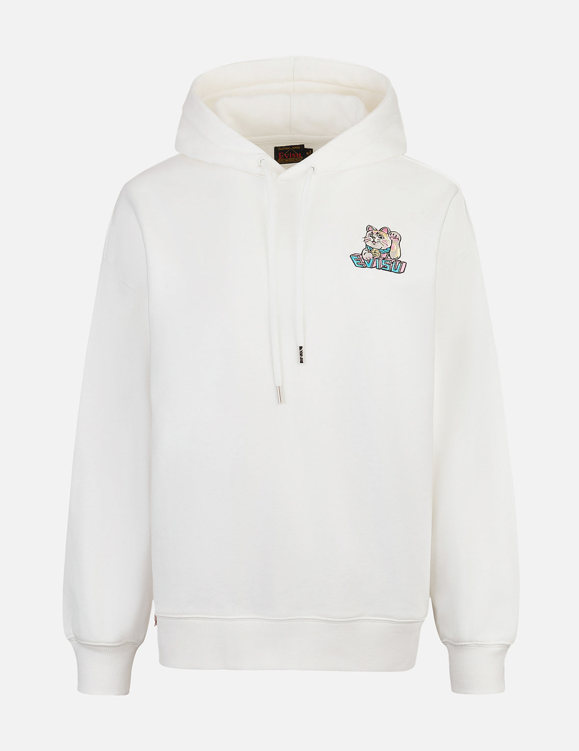 Stylish Logo & Lucky Fortune Cat Embroidered Oversized Hoodie - Cozy Streetwear for Casual Outfits & Loungewear