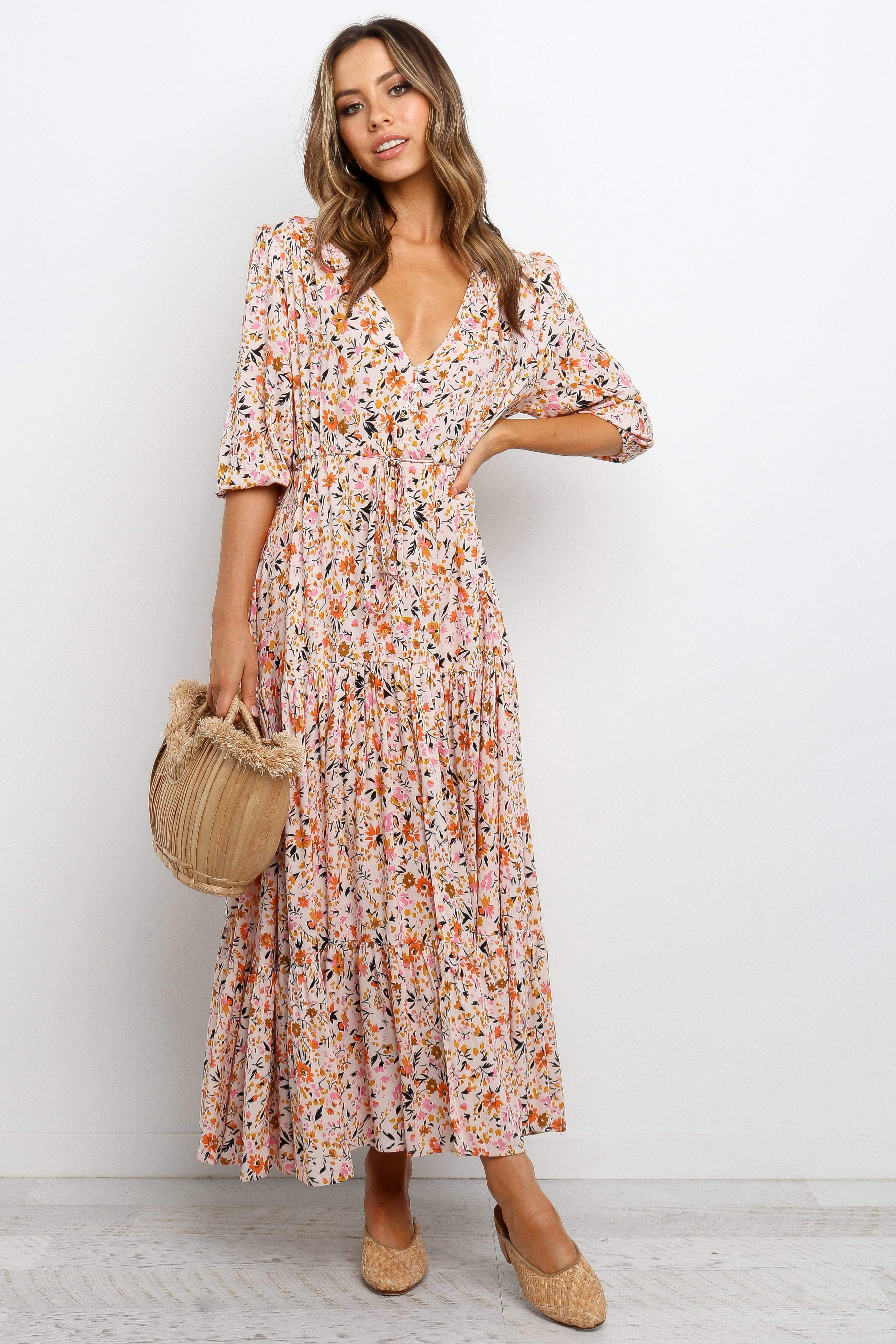 Kelda Dress in Beige - Elegant Women's Casual Summer Dress for Beach, Party & Everyday Wear