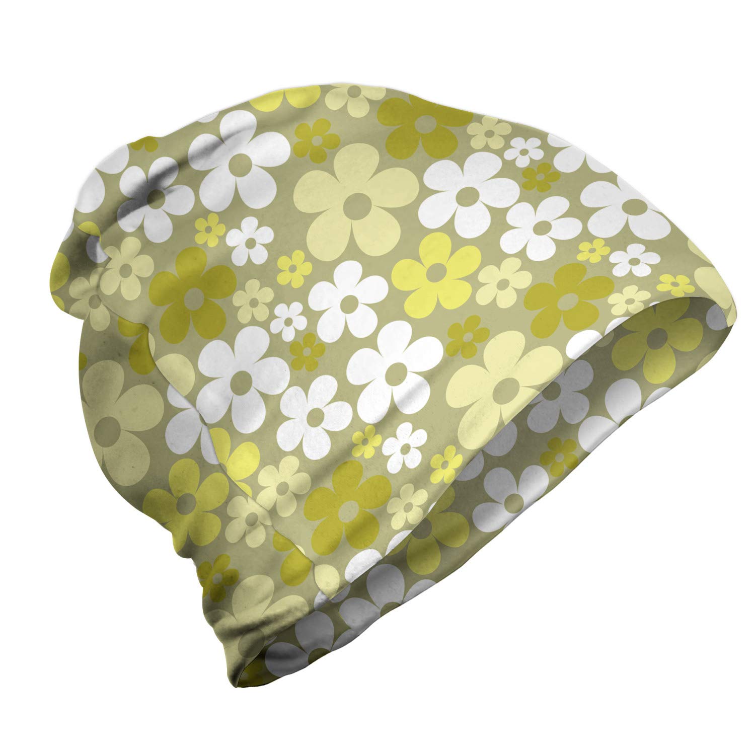 Ambesonne Unisex Beanie - Soft Winter Hat with Abstract Floral Design for Men & Women | Perfect for Hiking, Outdoor Activities & Cold Weather Fashion