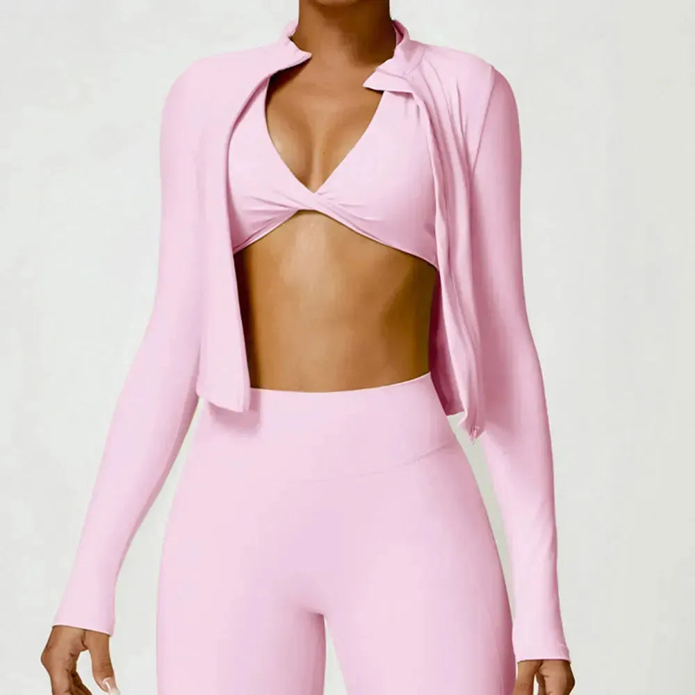 Women's Long Sleeve Yoga Top - Breathable Workout Shirt with Zipper Jacket for Gym, Running & Cycling | Push Up Sportswear for Women | Perfect for Yoga, Fitness Training & Outdoor Activities