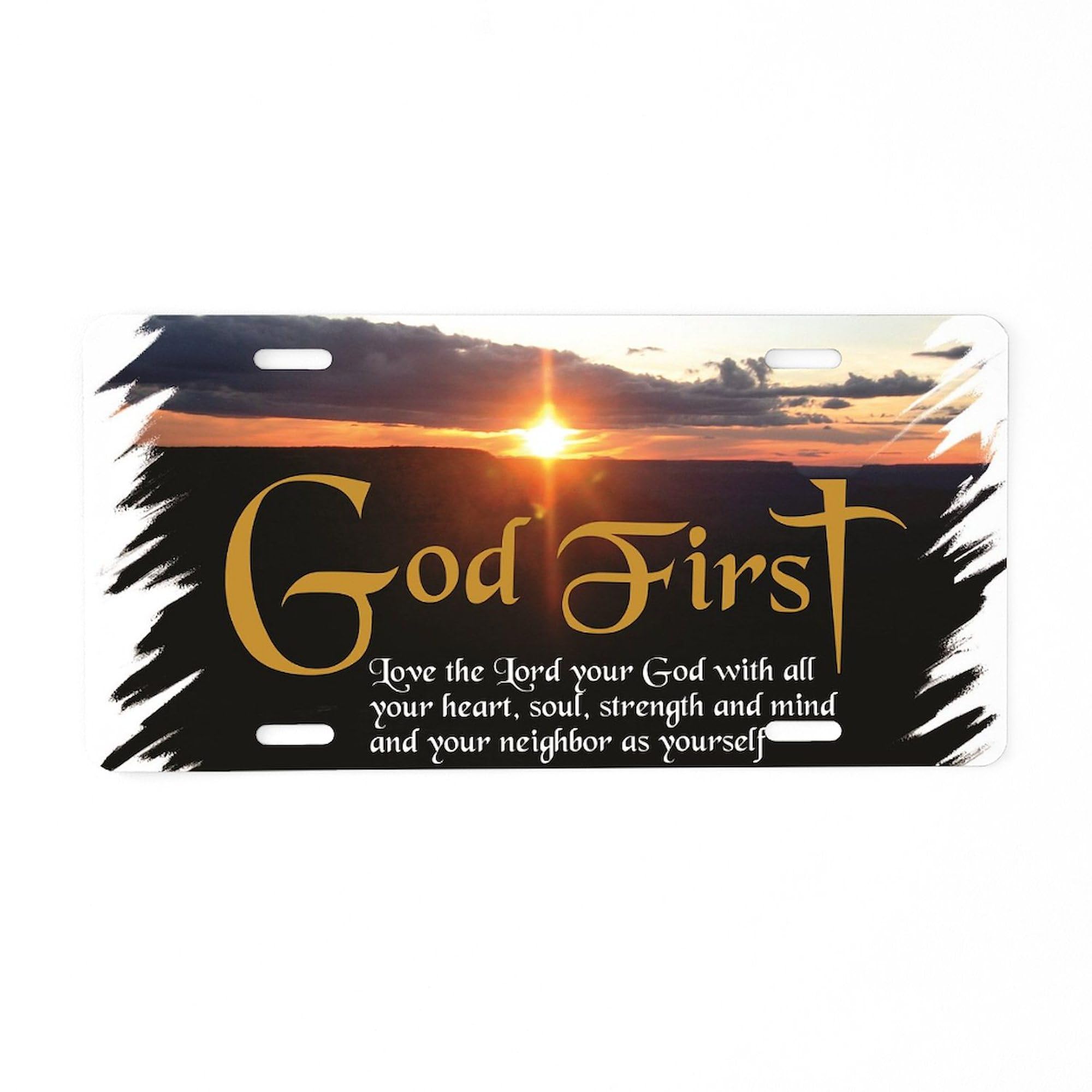 God First Aluminum License Plate - Front Vanity Tag for Cars & Trucks - Customizable Personalized Auto Accessory for Christian Faith Expression