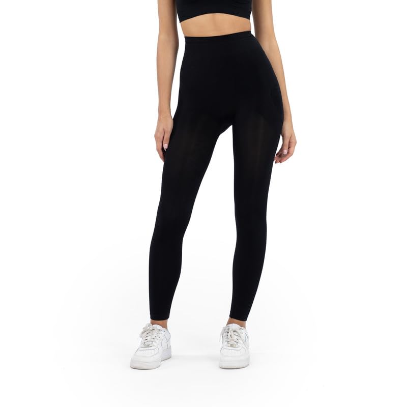 SENSI' High Waist Firm Control Leggings for Women - Shapewear Tummy Control Workout Leggings - Made in Italy Microfiber - Perfect for Yoga, Gym & Everyday Wear