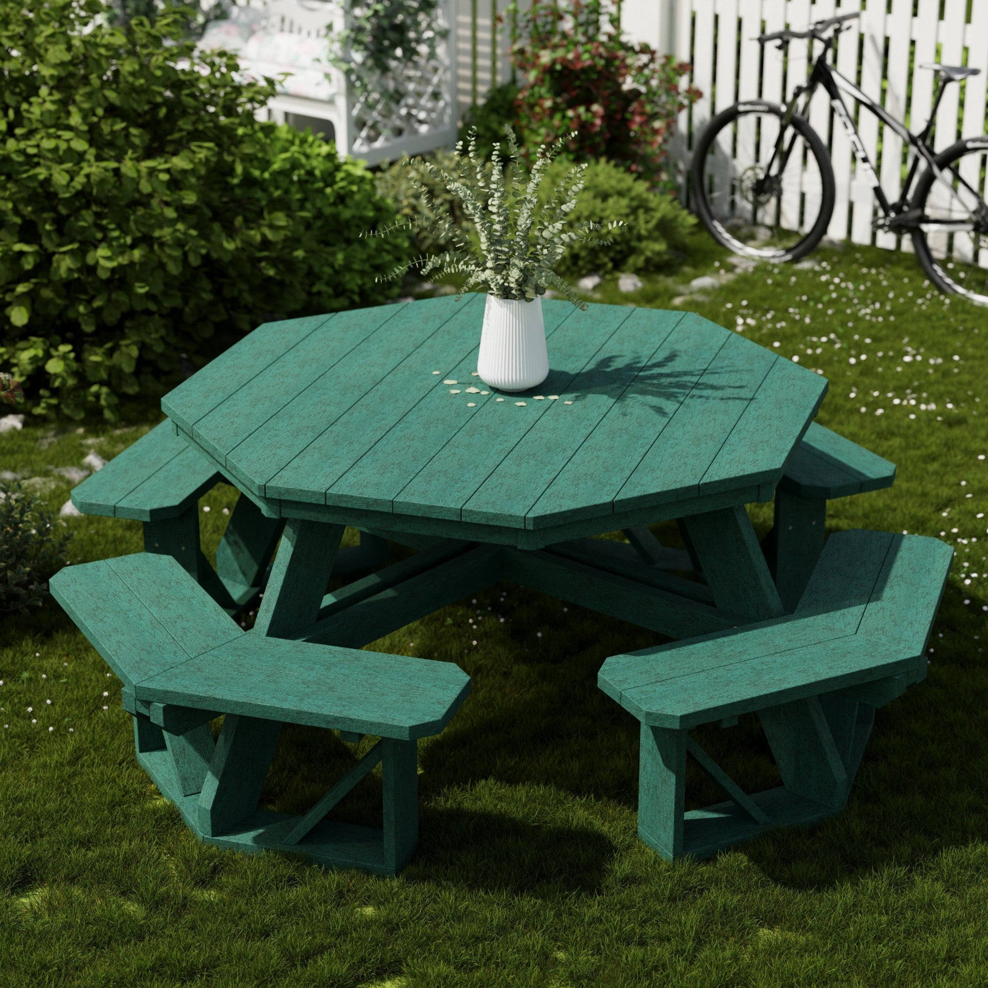 Heritage Octagon Picnic Table - 8-Person Outdoor Dining Set for Backyard, Patio, Garden, Park & Camping - Durable All-Weather Wooden Picnic Bench
