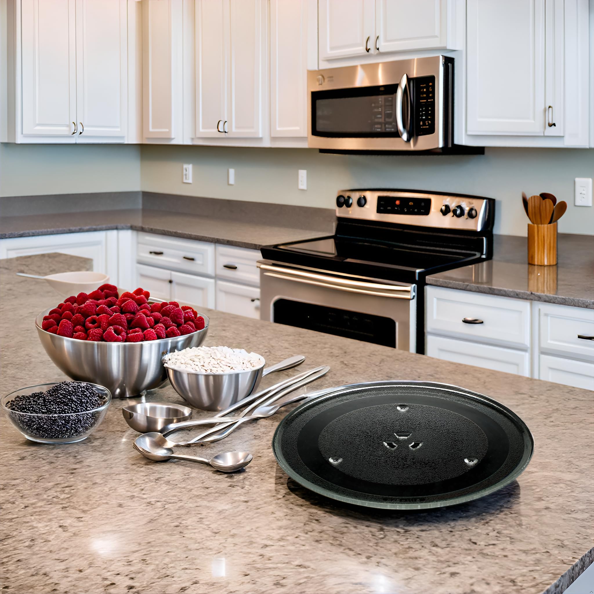 12.5 Inch (318mm) Microwave Turntable Plate - Replacement Glass Turntable Compatible with GE & Samsung Microwaves - Durable Rotating Tray for Even Heating - Perfect for Reheating, Defrosting & Cooking Meals - Ideal for Family Kitchens, Offices, Dorms & Small Apartments - Easy to Clean & Dishwasher Safe - Essential for Quick Meals, Leftovers & Frozen Food Prep