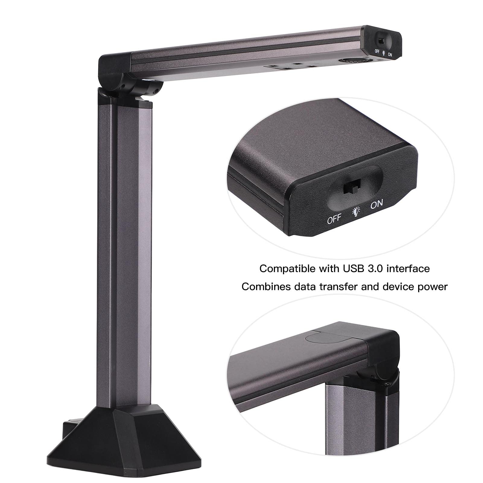 5MP Portable Document Scanner with LED Fill Light - Compact Desktop & Book Scanner for Office, Home, School - Foldable Lightweight Design for Pictures, ID Cards, Manuscripts - Perfect for Digitizing Documents, Archiving Photos & Remote Work