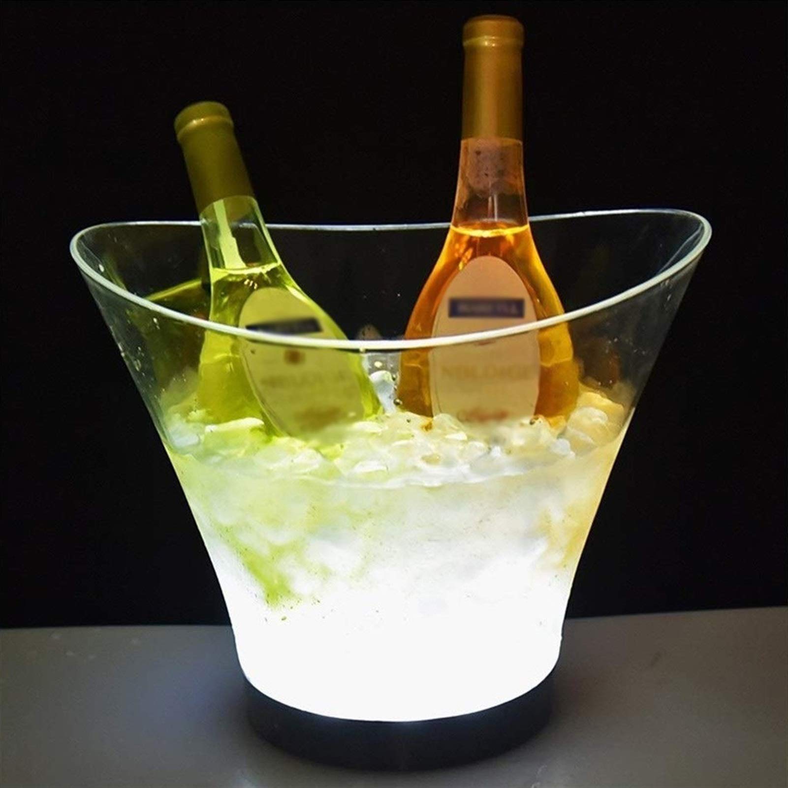 6L LED Ice Bucket - Large Capacity Waterproof Wine Cooler & Champagne Chiller with Retro Design | Powered by 4 AAA Batteries | Perfect for Home Bar, Parties, Weddings & Outdoor Gatherings (White)