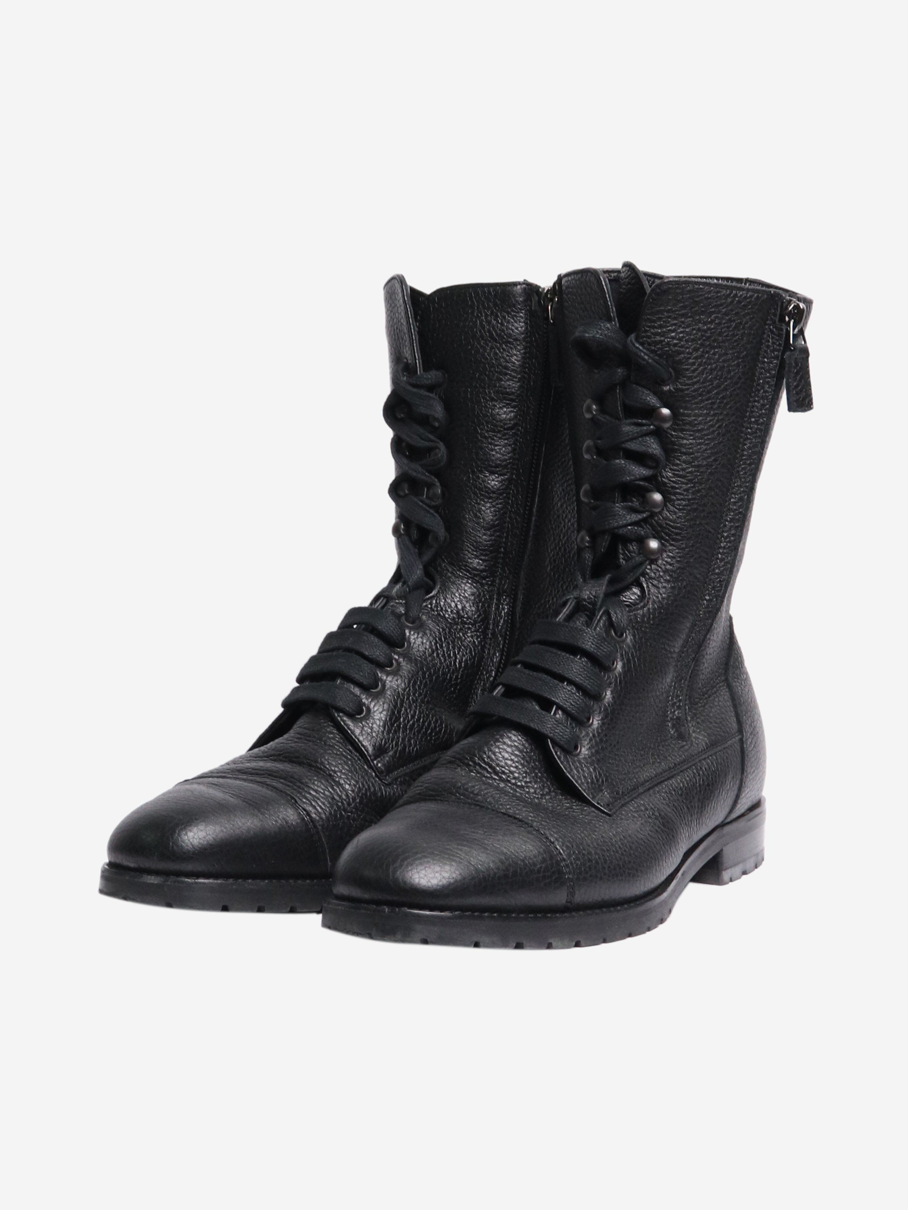Black Tumbled Leather Ankle Boots for Women - Size EU 40.5 (US 9.5) - Comfortable & Stylish for Casual Wear, Office, and Night Out